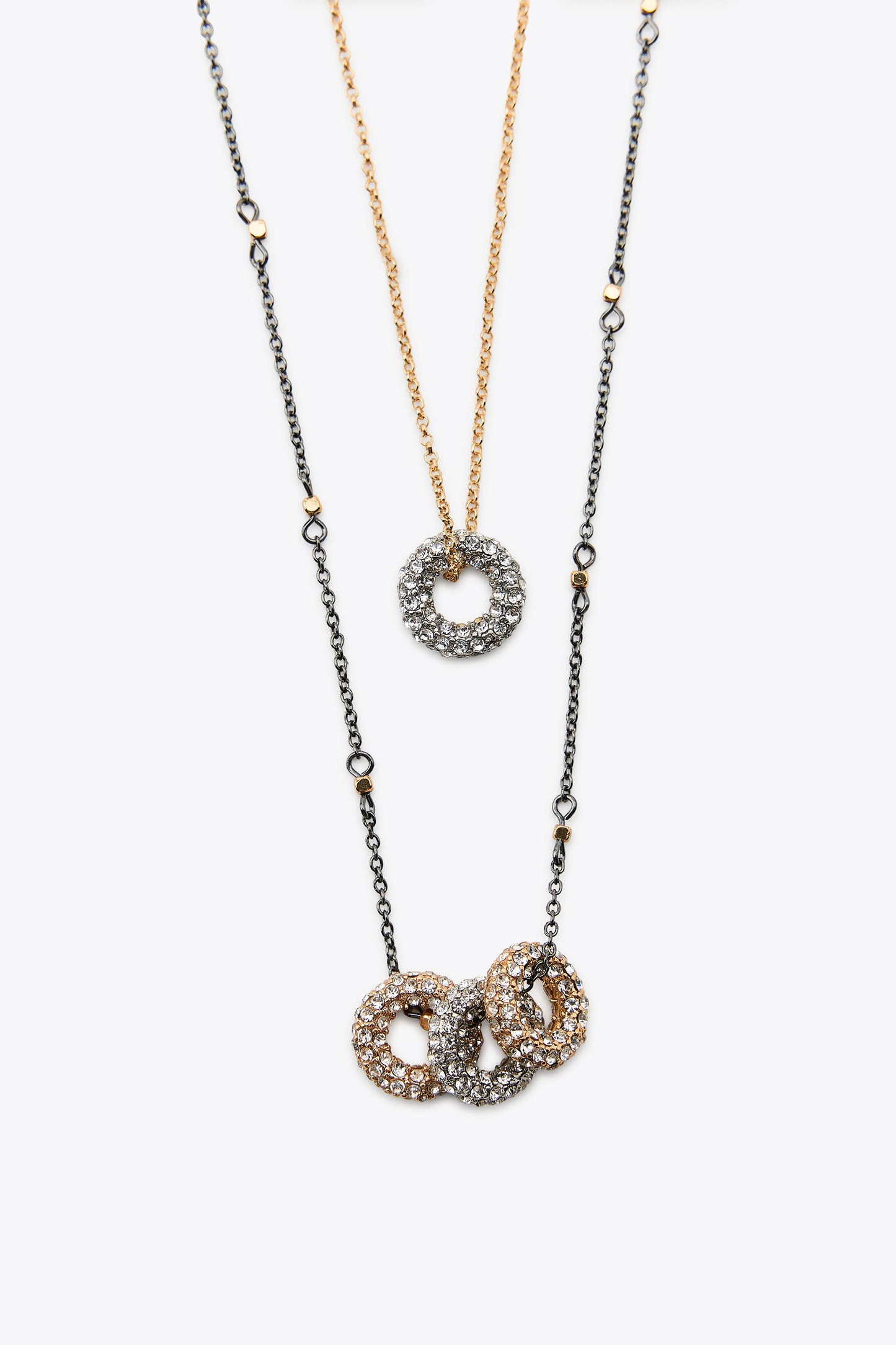 PACK OF 2 SPARKLY COMBINATION NECKLACES