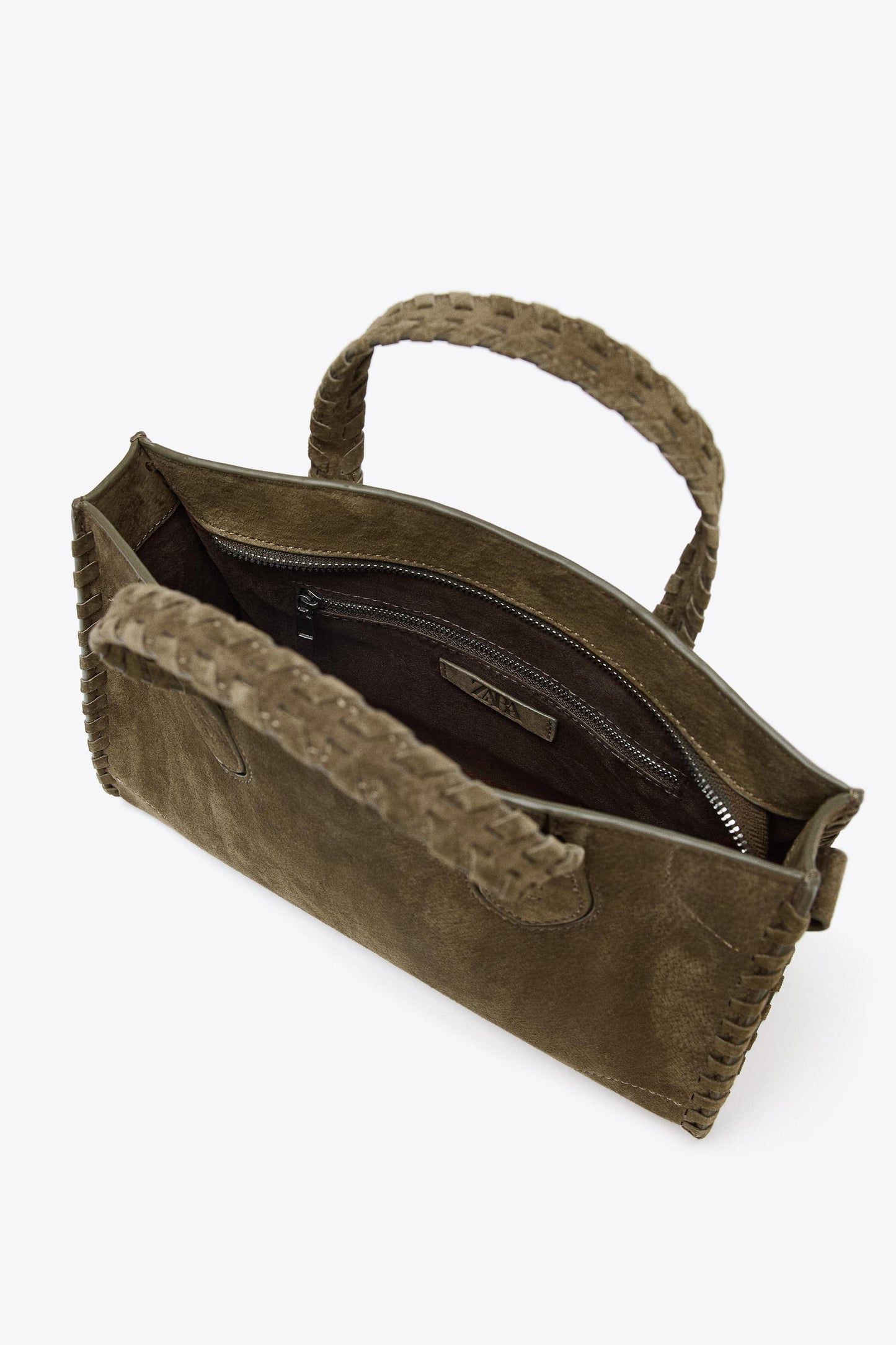 BRAIDED SPLIT LEATHER CITY BAG