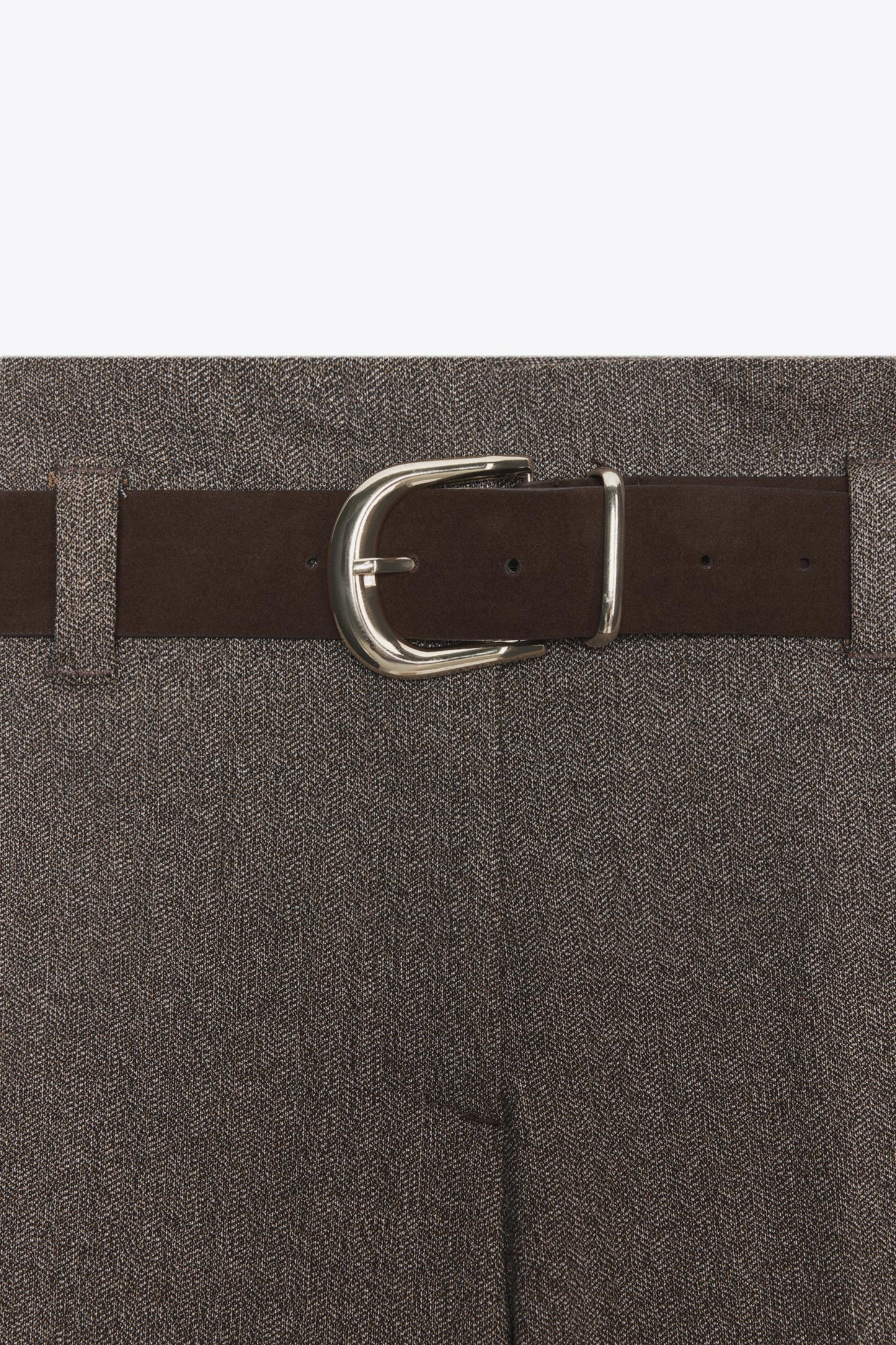 HERRINGBONE BELTED PANTS