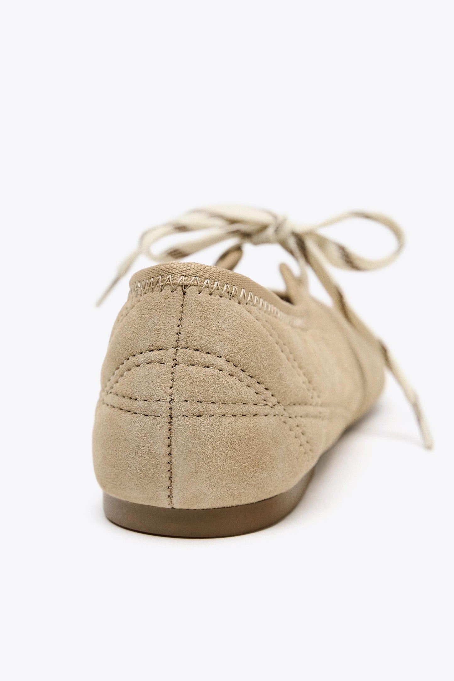 SPLIT LEATHER LACE-UP BALLET FLATS