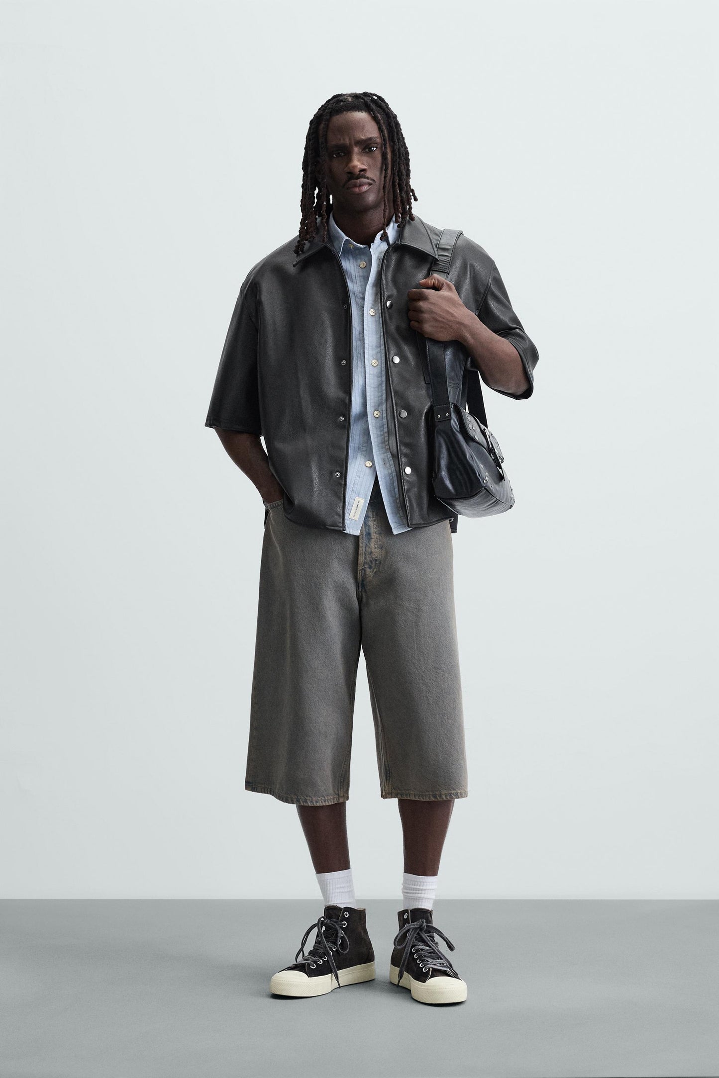 FAUX LEATHER OVERSHIRT
