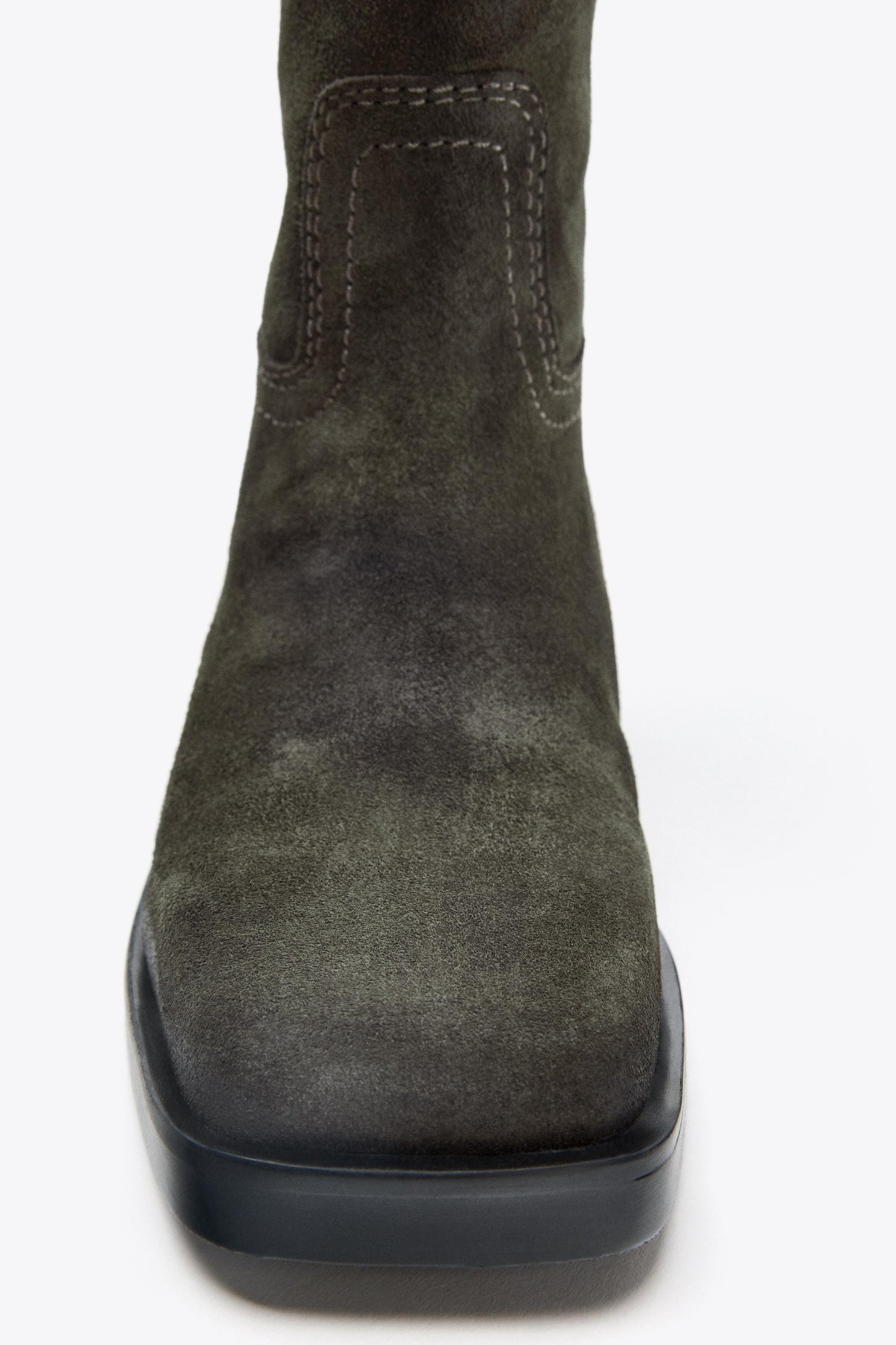 SPLIT LEATHER TOPSTITCHED BOOTS