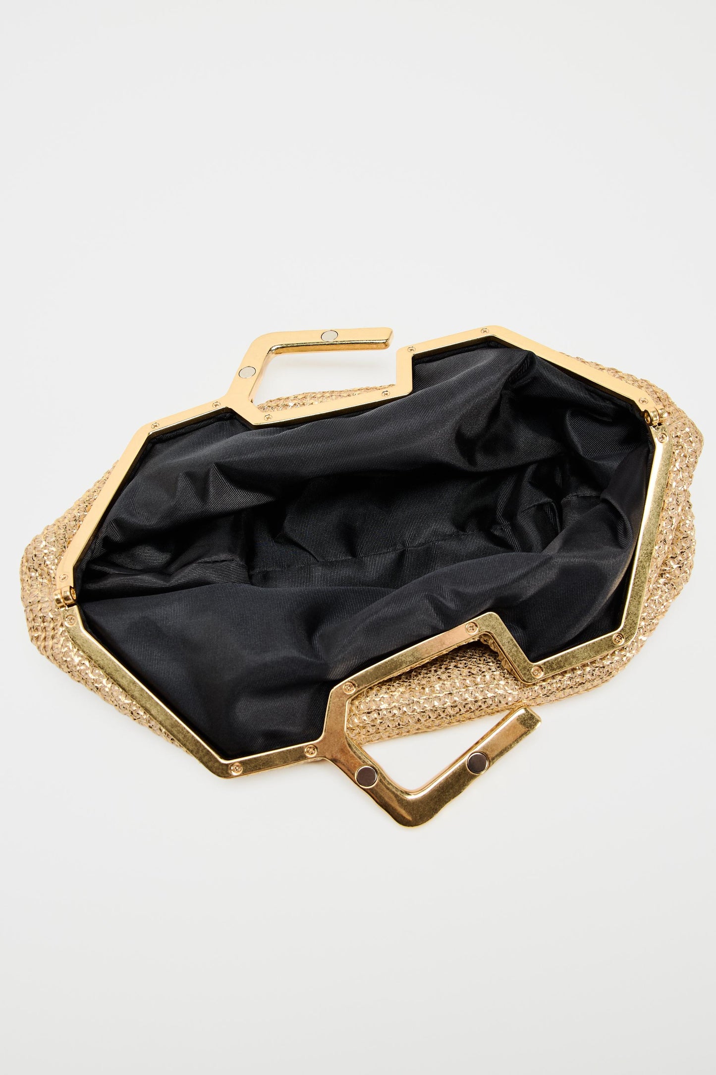 GOLD BAG WITH METAL HANDLE