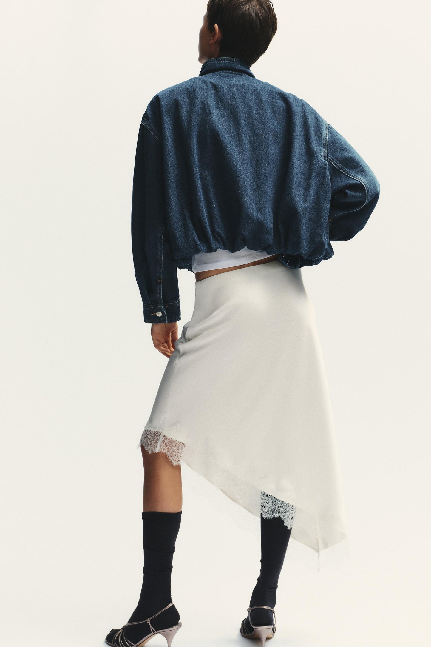 LACE SATIN EFFECT SKIRT