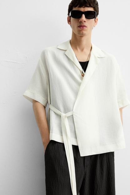 100% LINEN TIE SHIRT
