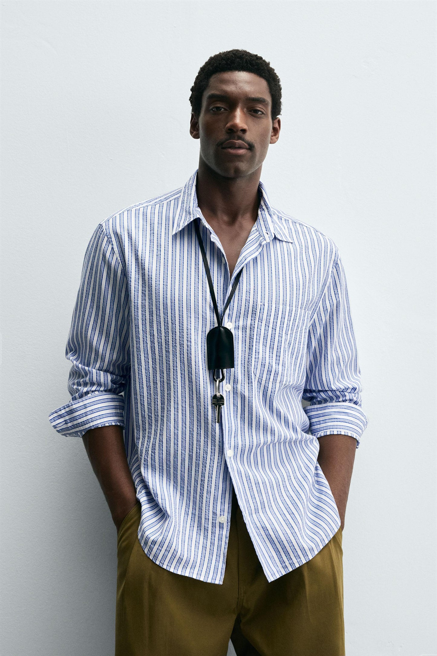 WRINKLED EFFECT STRIPED SHIRT