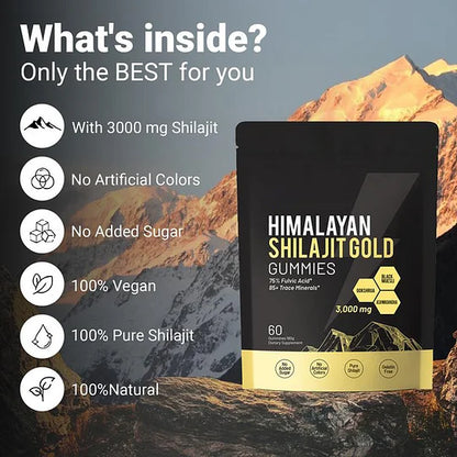 Himalayan Shilajit Gummies | With Ashwagandha, Gokshura & other herbs | No added sugar | 60 Gummies