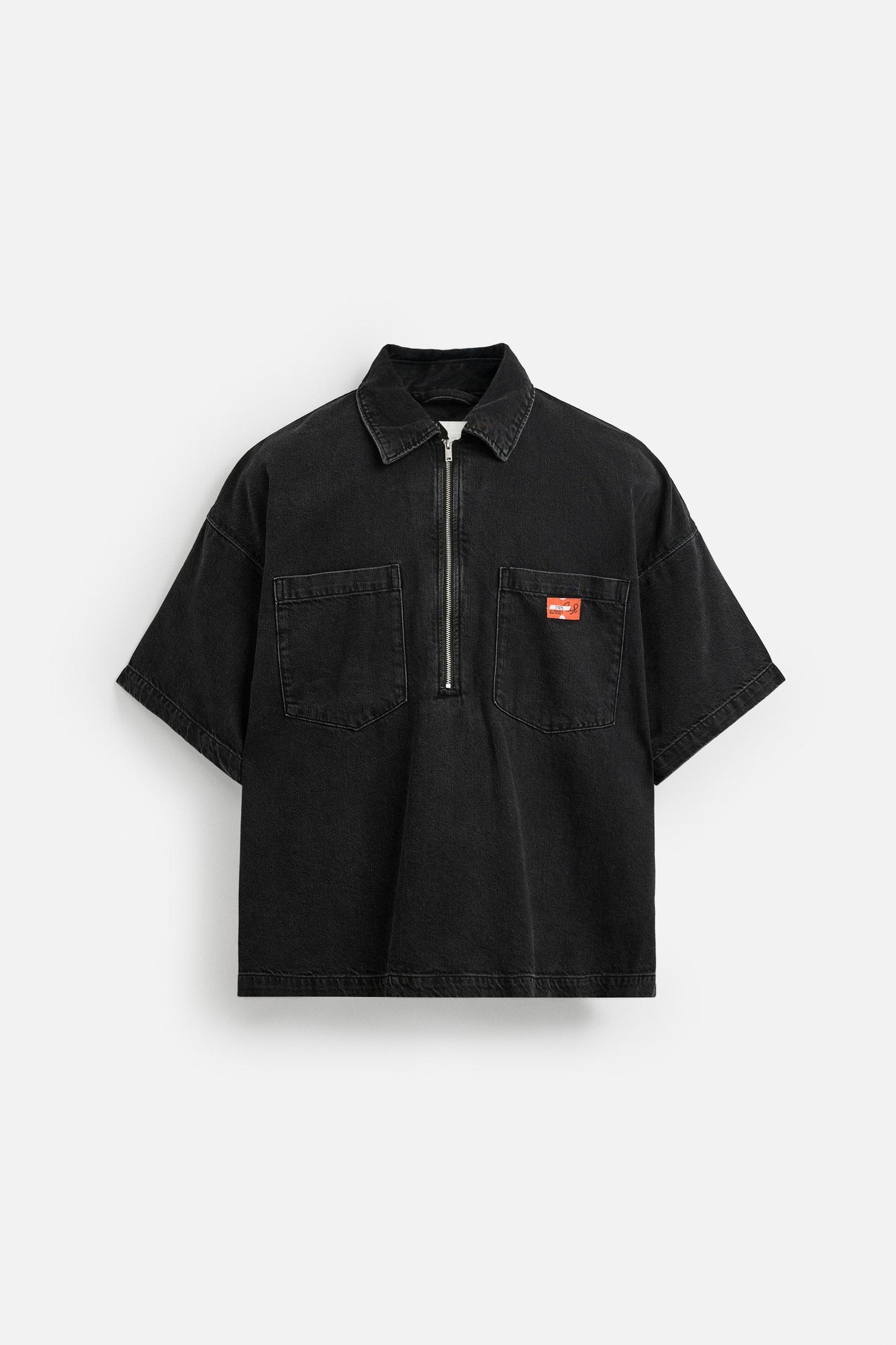 ZIPPER DENIM POLO SHIRT