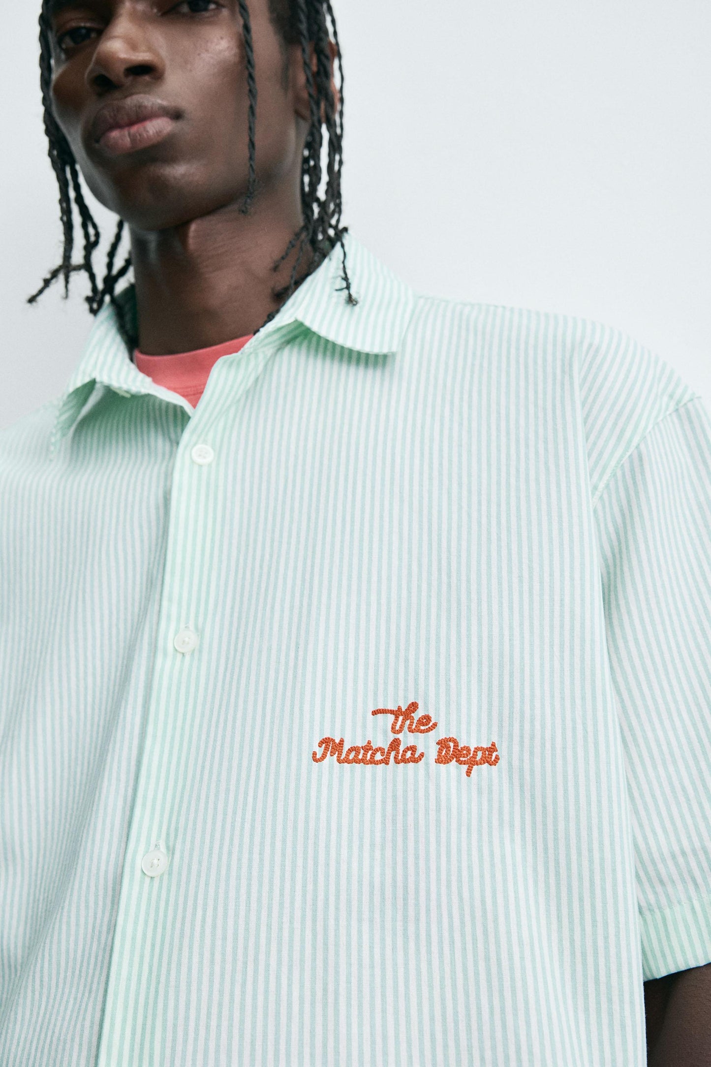 COMBINATION TEXT STRIPED SHIRT