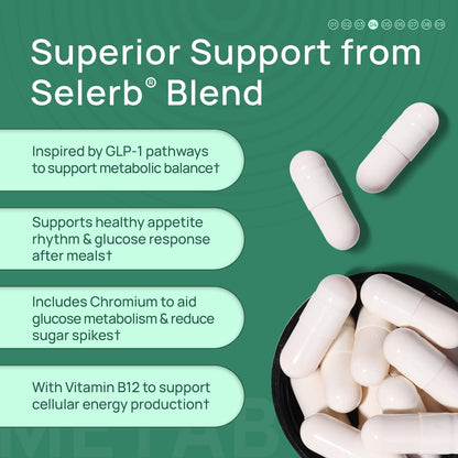 Selerb GLP-1 Metabolism Supplement for Women & Men– Supports  Metabolic Function  & Gently Activates Daily Metabolic Rhythm – ashwagandha ,Chromium,Vitamin B12, Berberine HCI – 60 Capsules