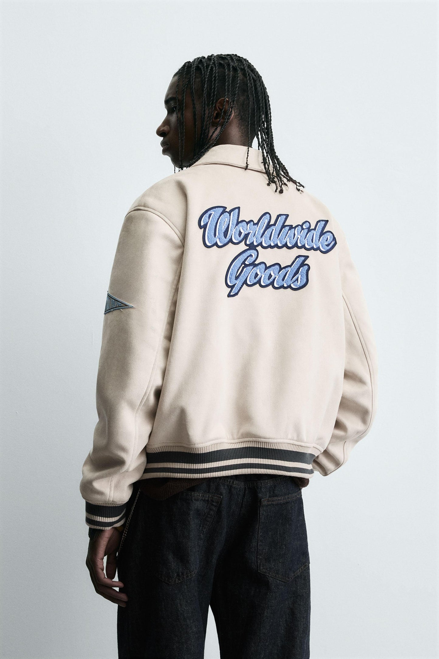 FAUX SUEDE PATCH EMBROIDERED JACKET