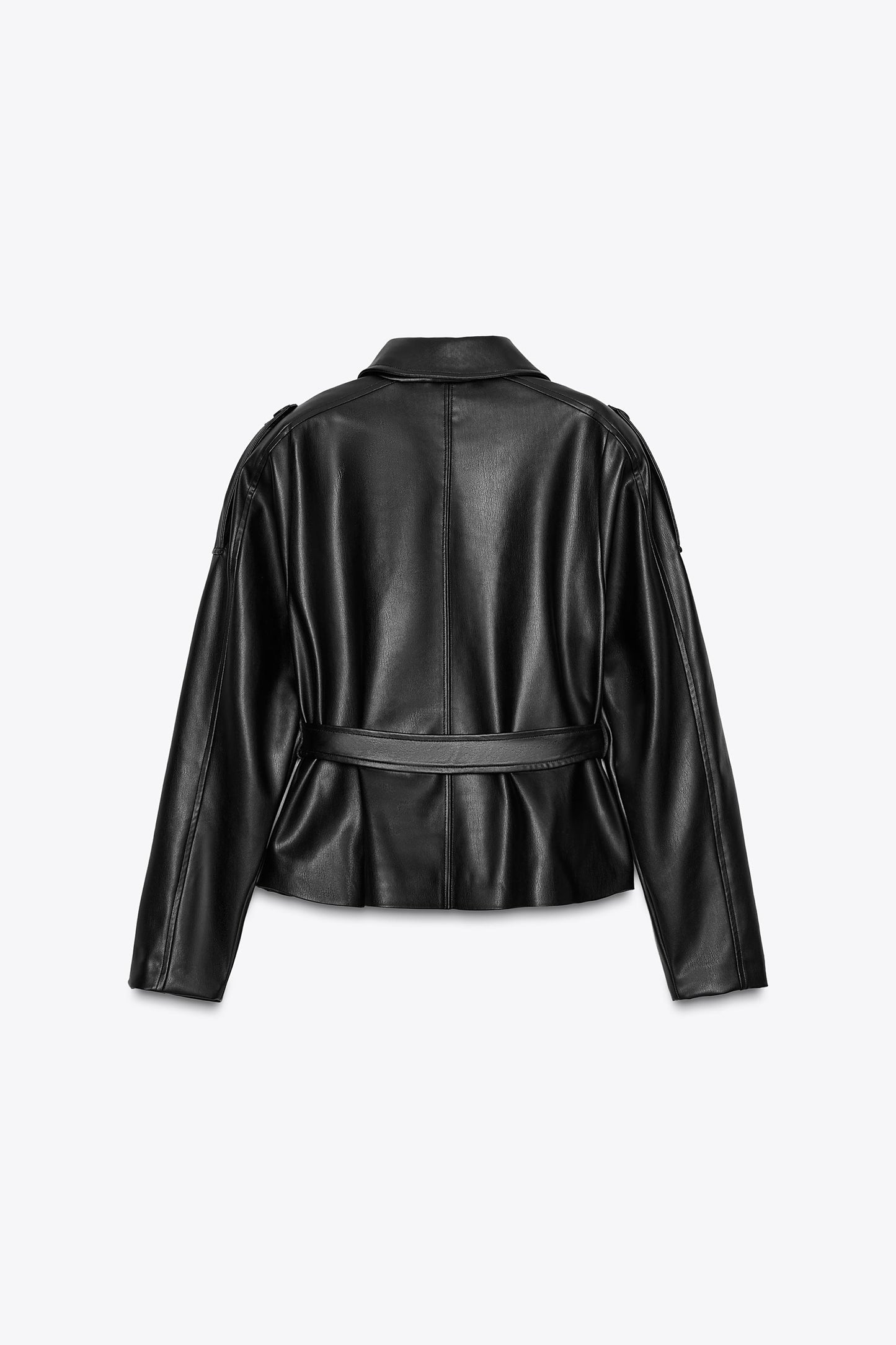 SHORT FAUX LEATHER TRENCH COAT