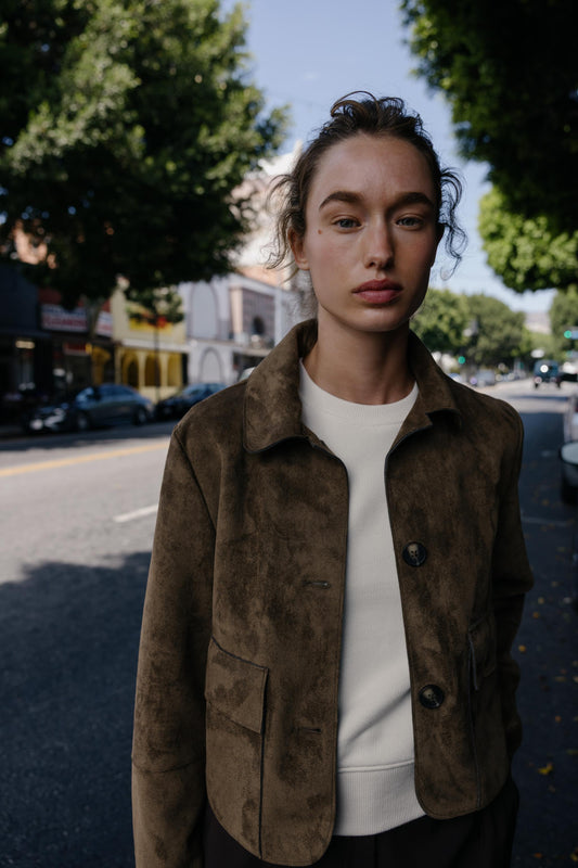 FAUX SUEDE CROPPED JACKET