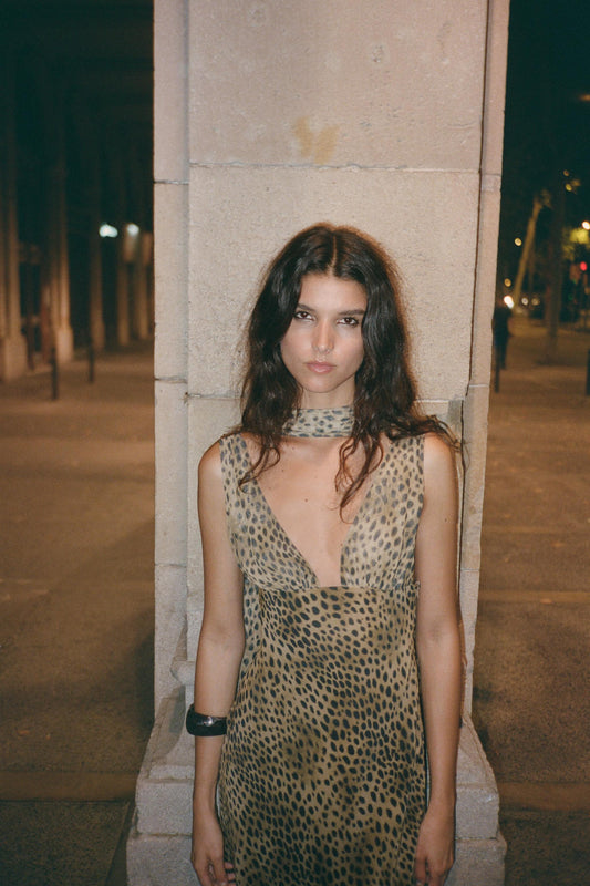 ANIMAL PRINT FOULARD DRESS