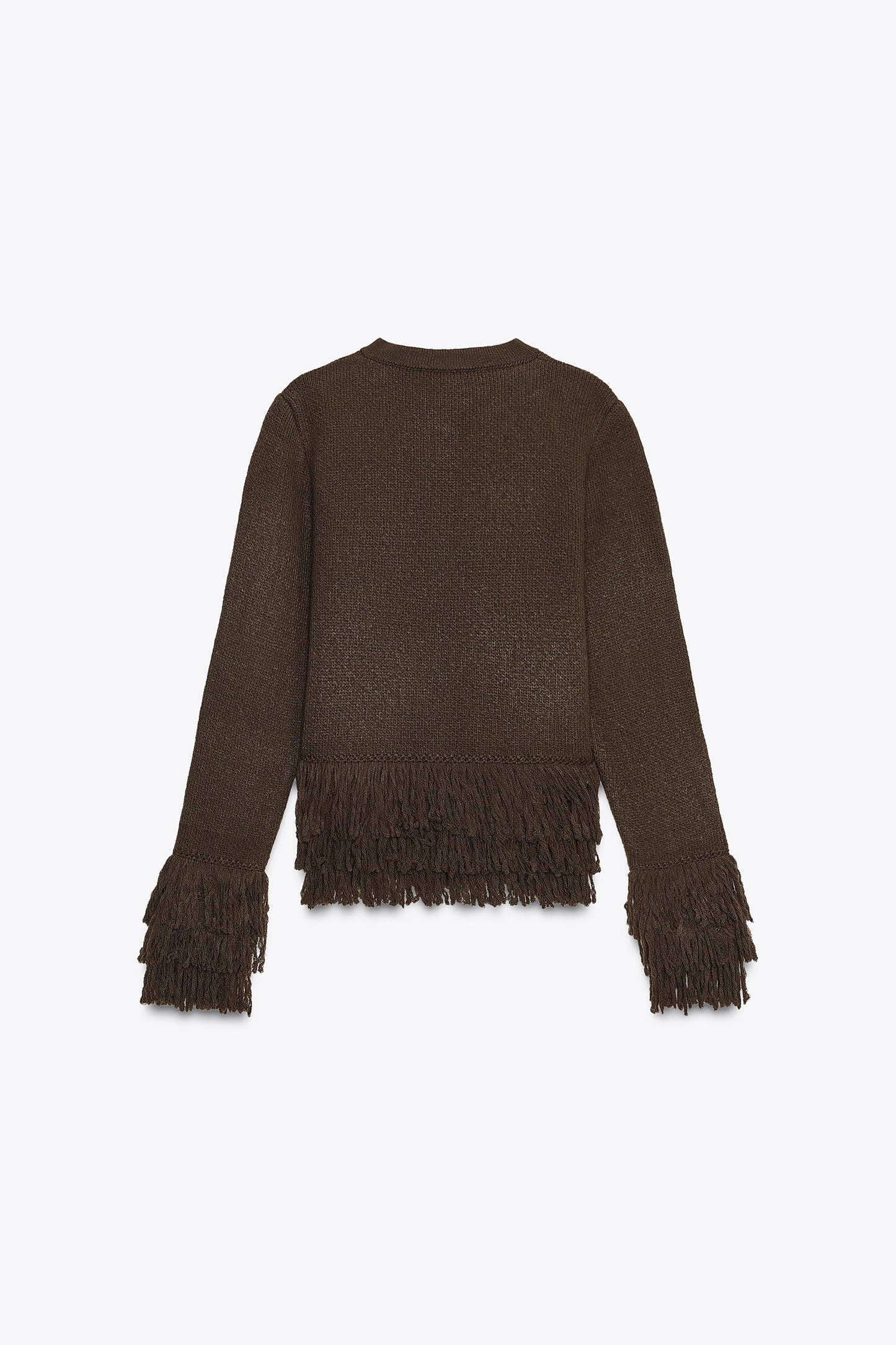 FRINGED BUTTON KNIT CARDIGAN