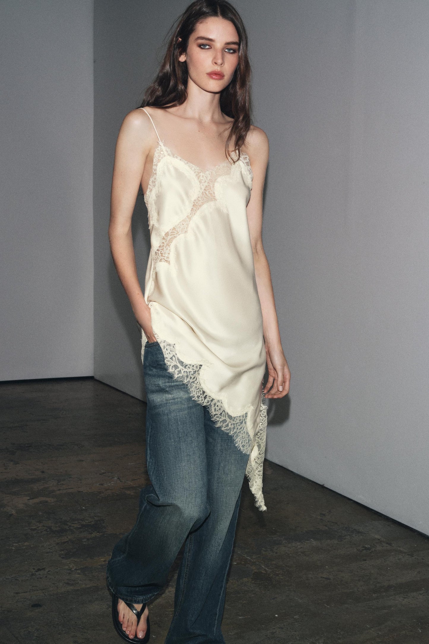 ZW COLLECTION ASYMMETRIC LACE DRESS