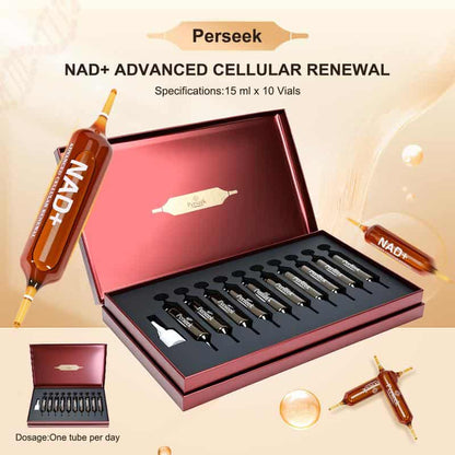 Perseek NAD for Anti-Aging – 1200mg Advanced Cellular Renewal | Enhances Skin, Energy & Focus – 10 Vials