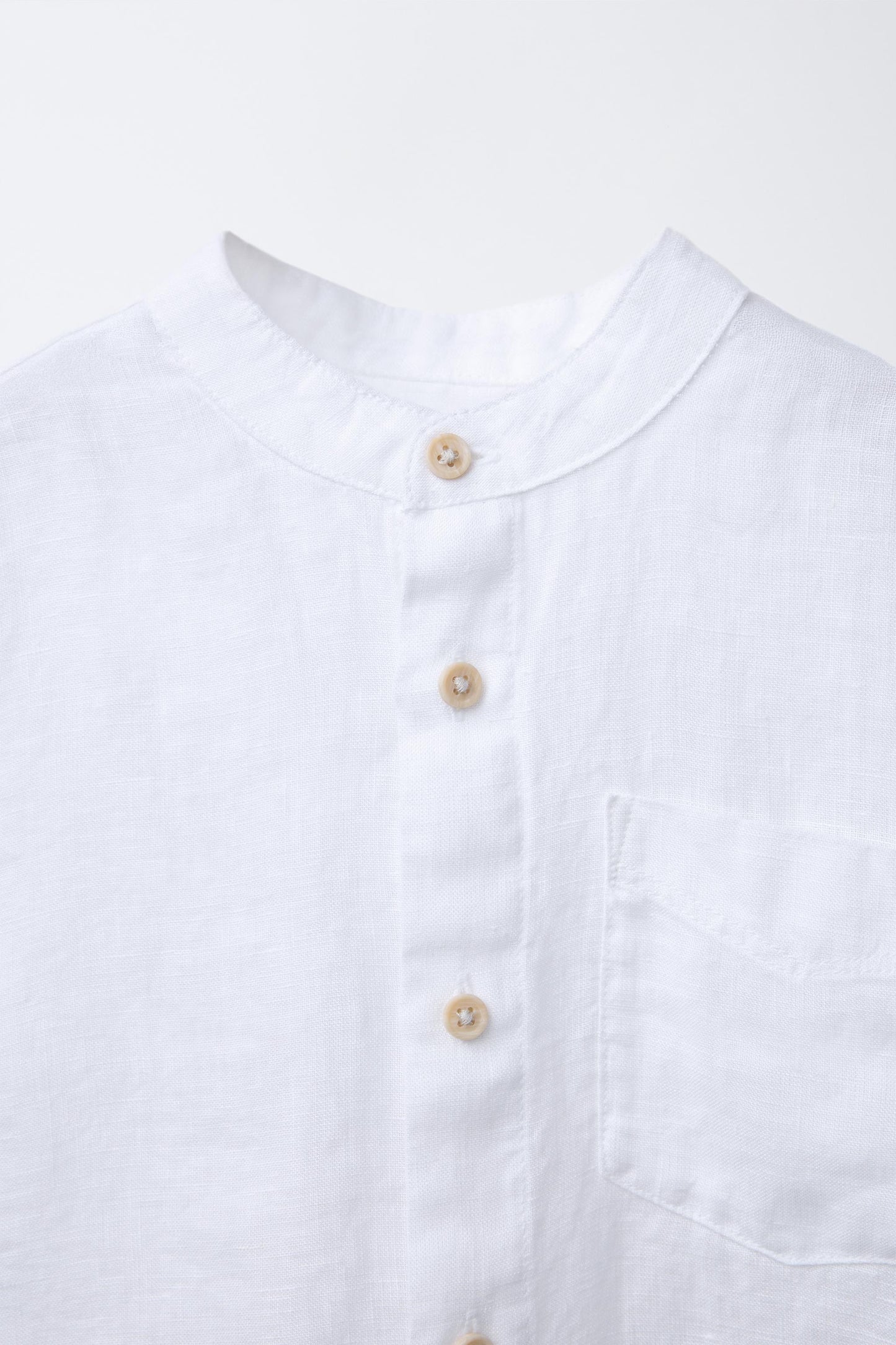 LINEN MANDARIN COLLAR SHIRT