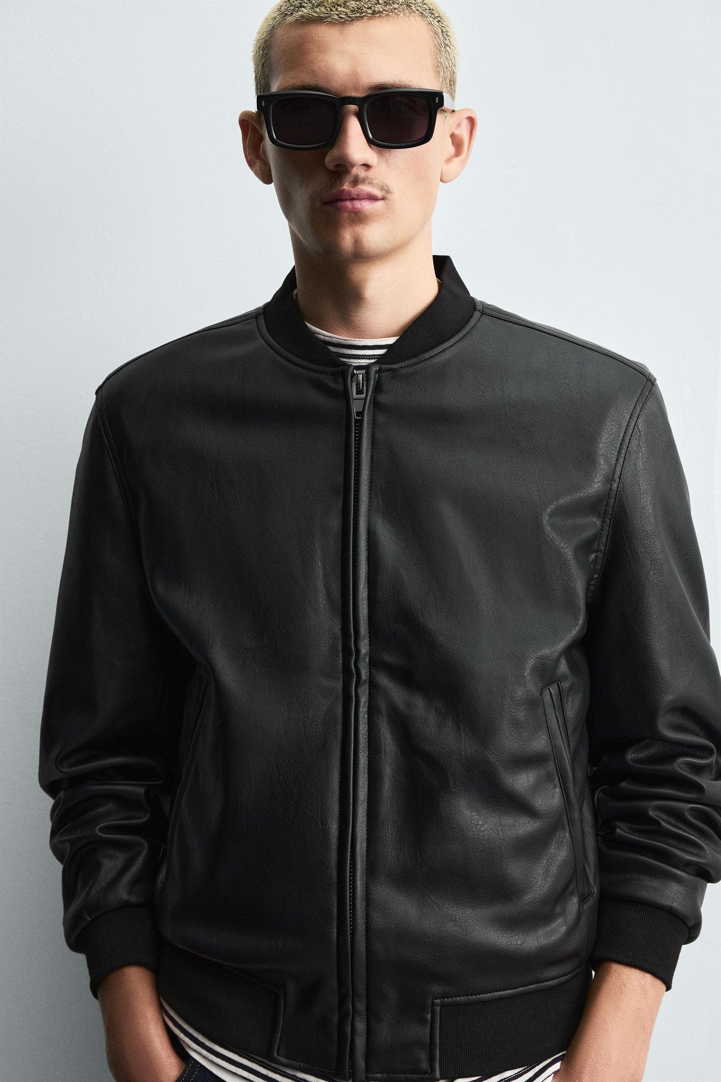 FAUX LEATHER BOMBER JACKET