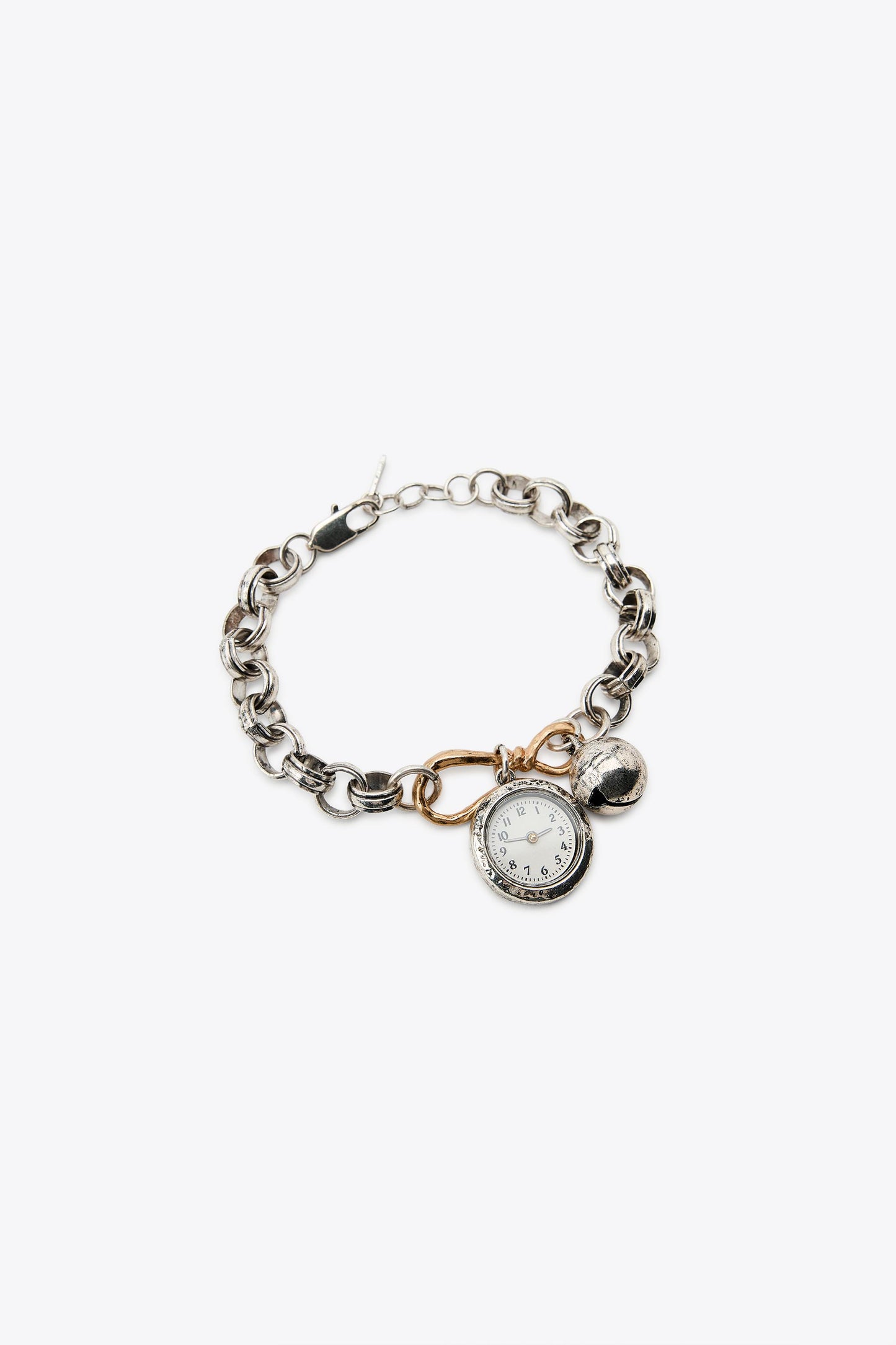 PACK OF 2 COMBINATION BRACELETS WITH CLOCK AND BELL CHARMS