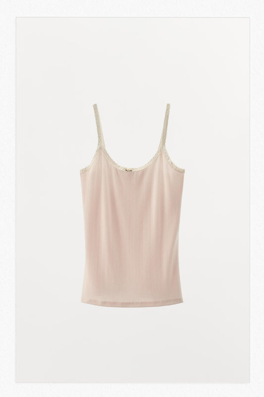 POINTELLE LACE STRAP TOP
