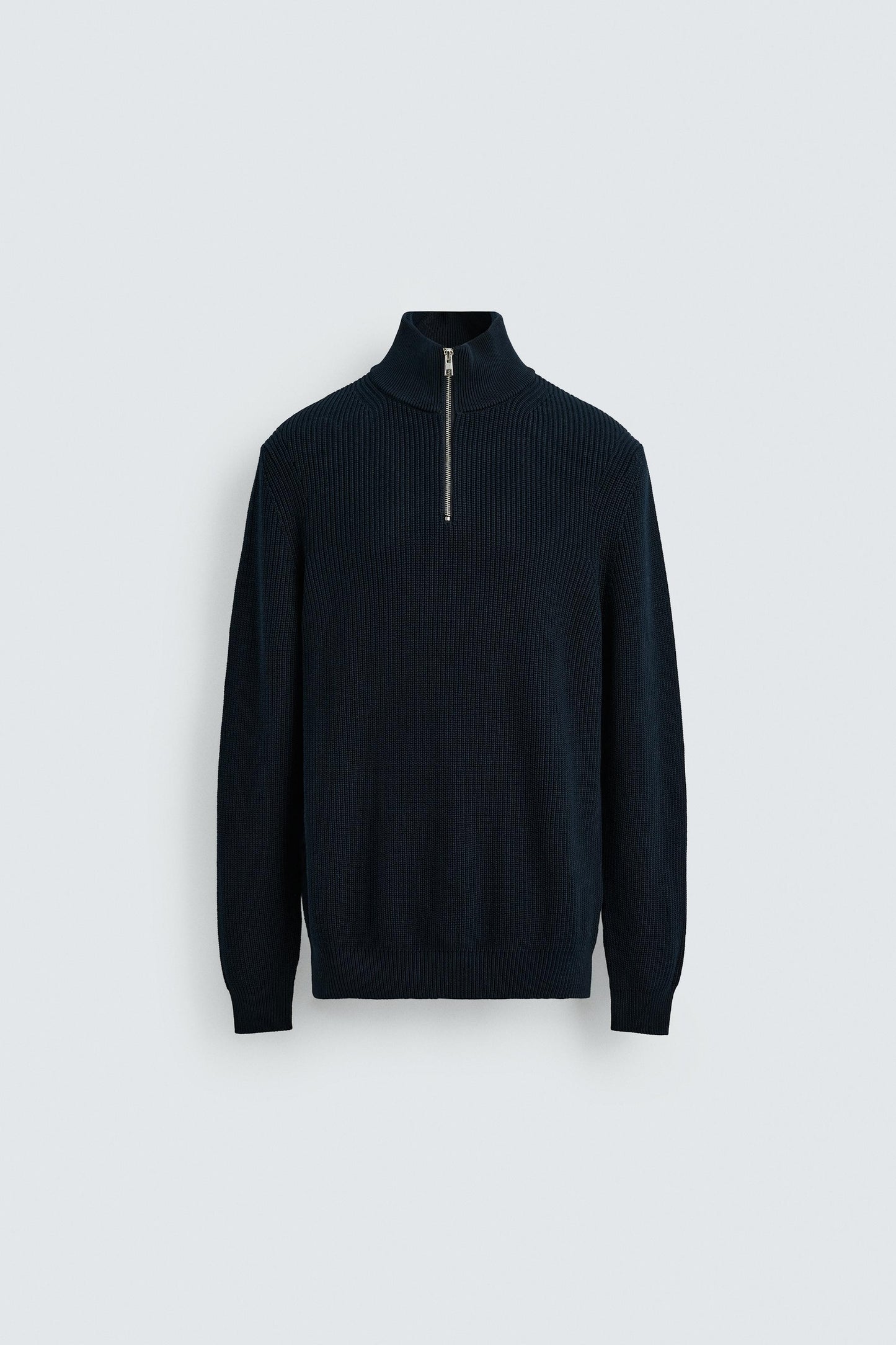 ZIPPERED PURL KNIT SWEATER