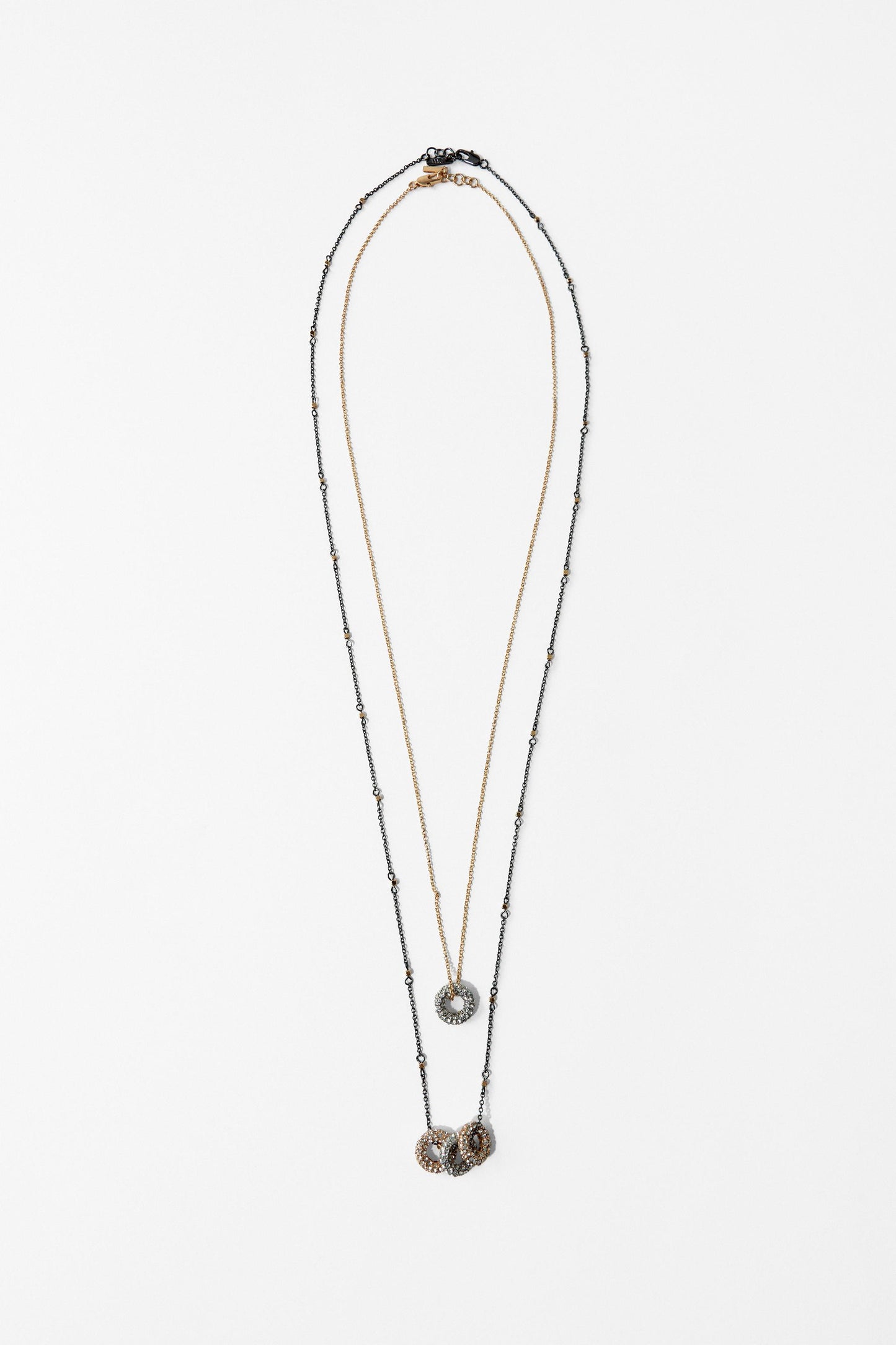 PACK OF 2 SPARKLY COMBINATION NECKLACES