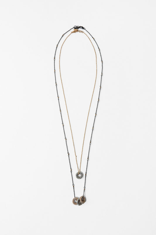 PACK OF 2 SPARKLY COMBINATION NECKLACES