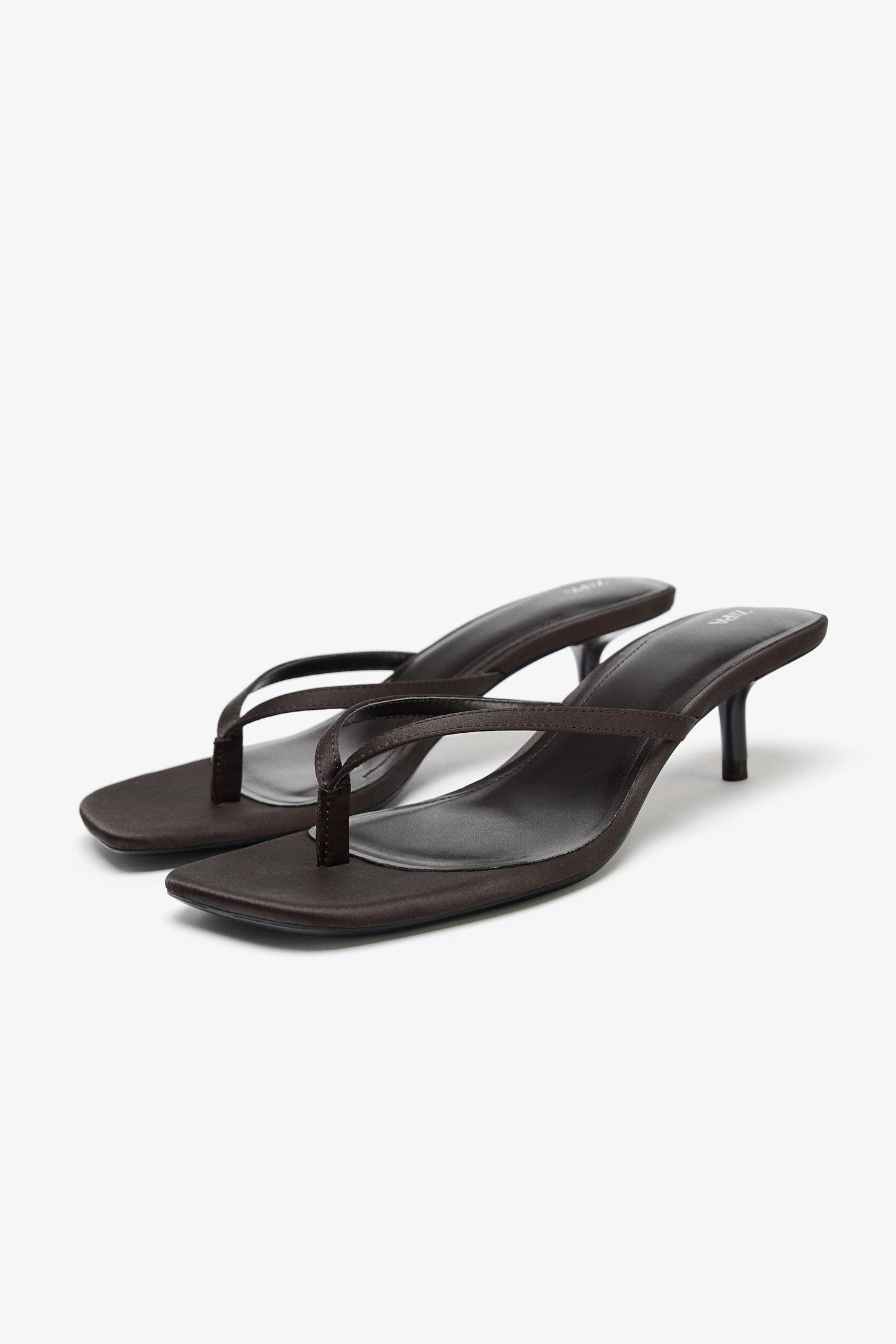 SATIN KITTEN HEEL SANDALS