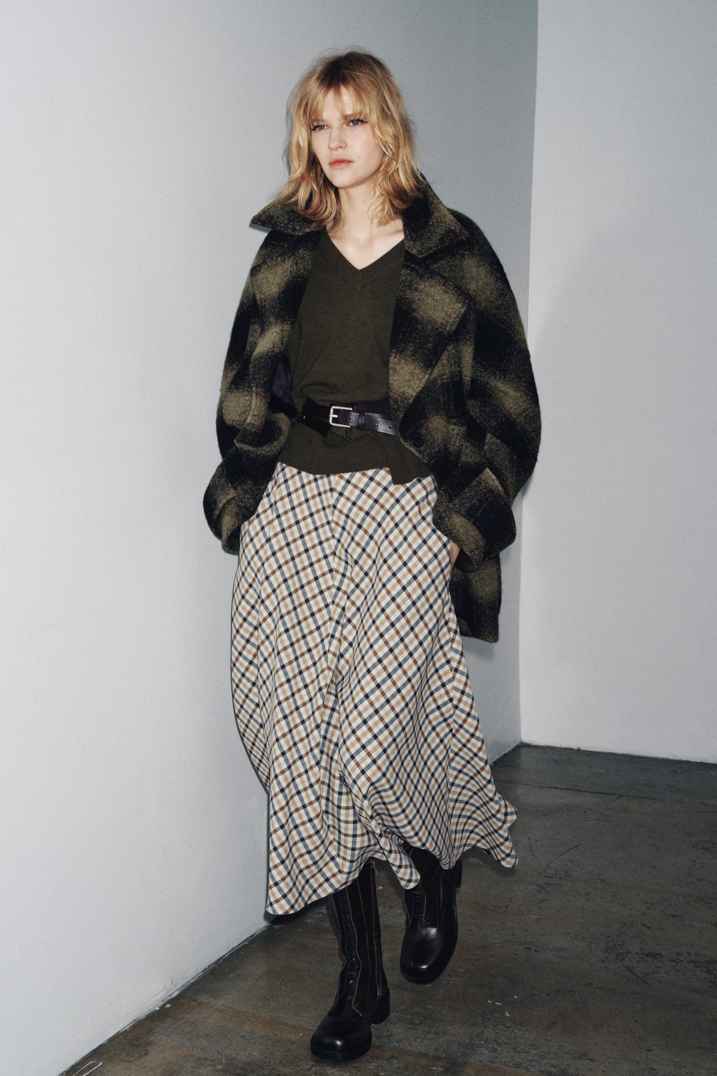 PLAID WOOL BLEND COAT ZW COLLECTION LIMITED EDITION