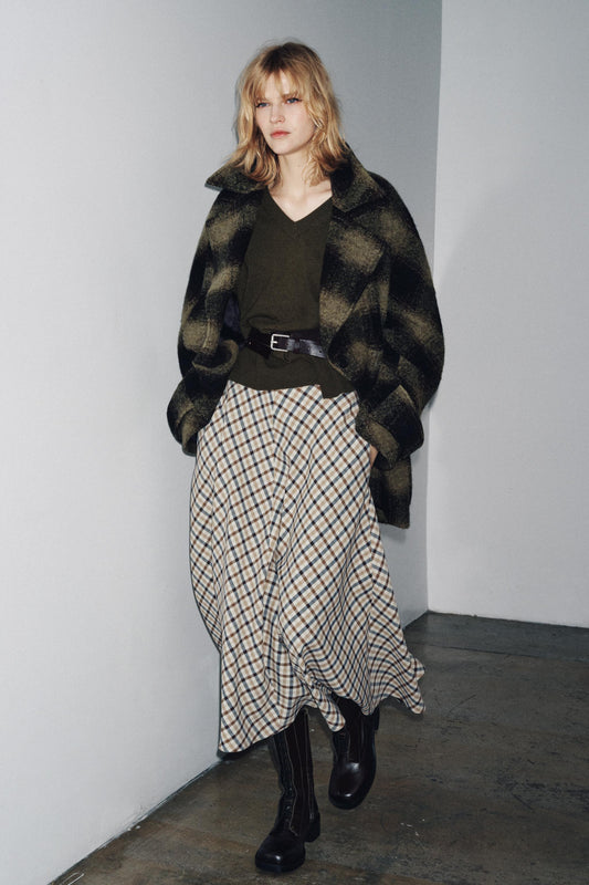 PLAID WOOL BLEND COAT ZW COLLECTION LIMITED EDITION