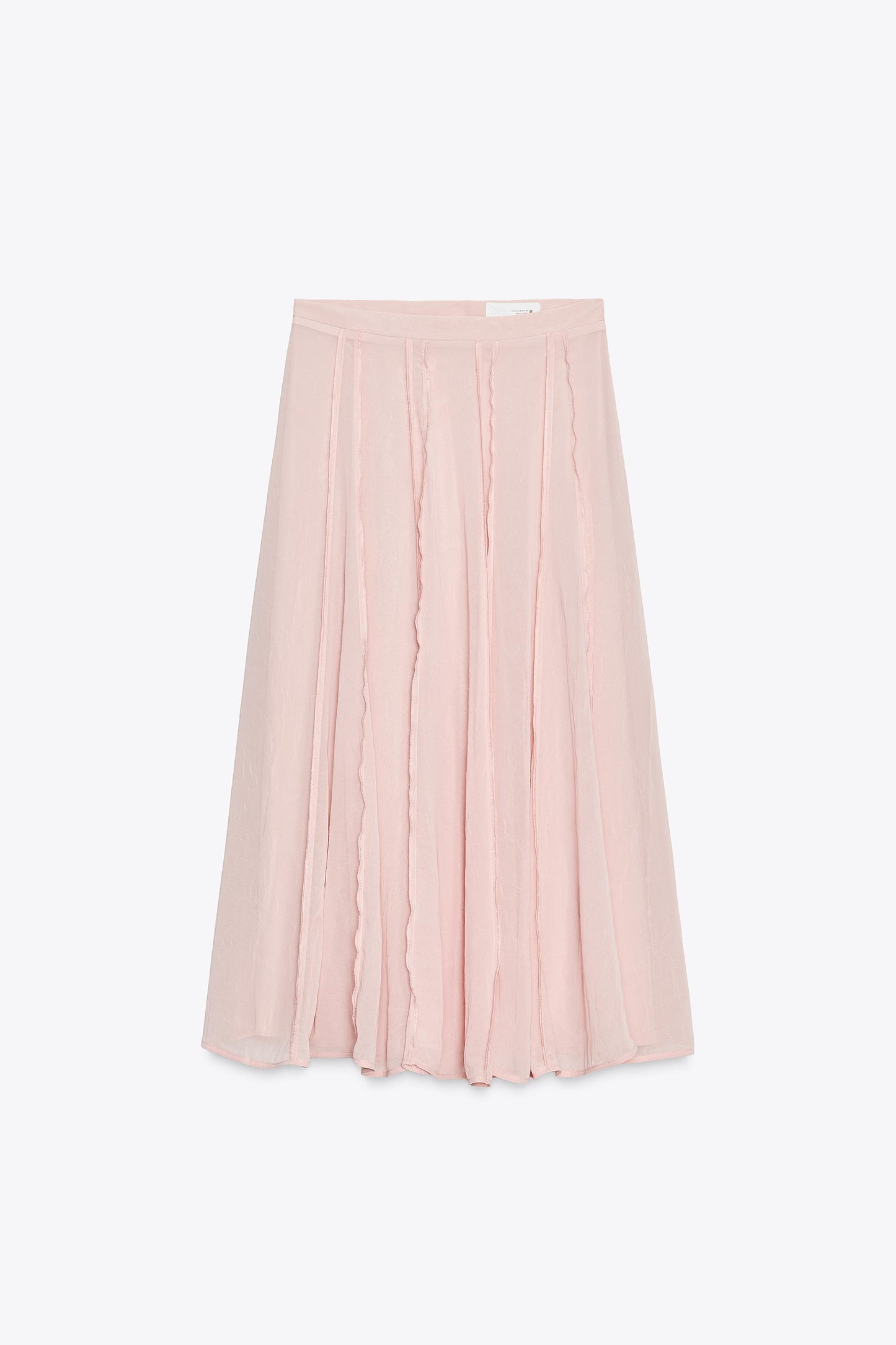 SEMI-SHEER TOPSTITCHED MIDI SKIRT