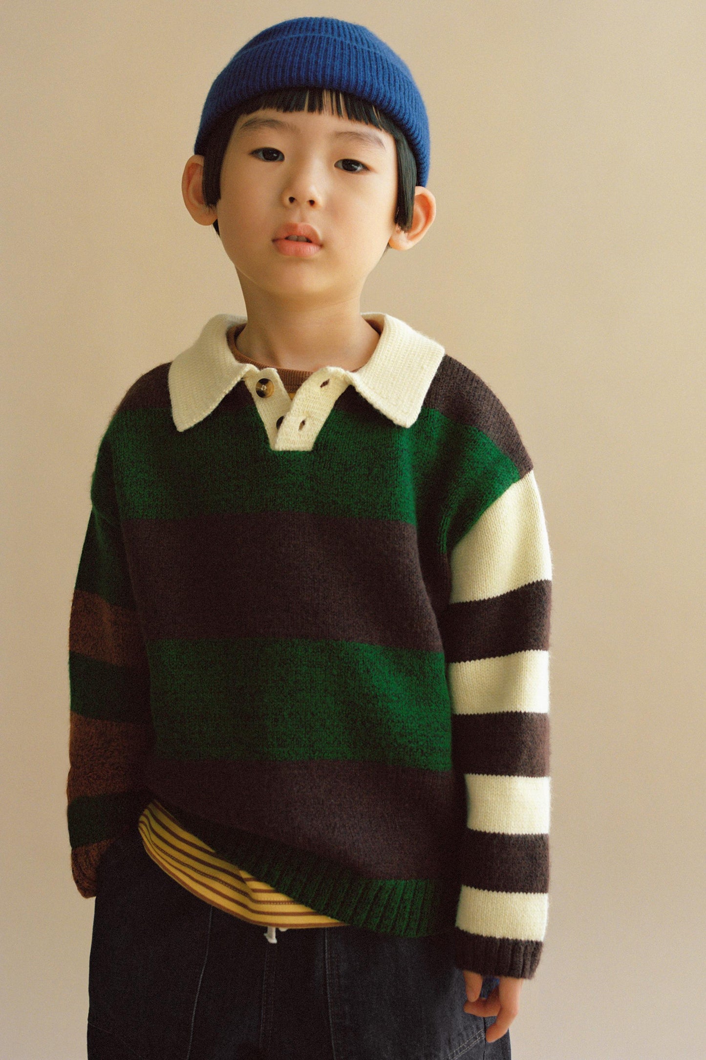 STRIPED KNIT POLO SHIRT