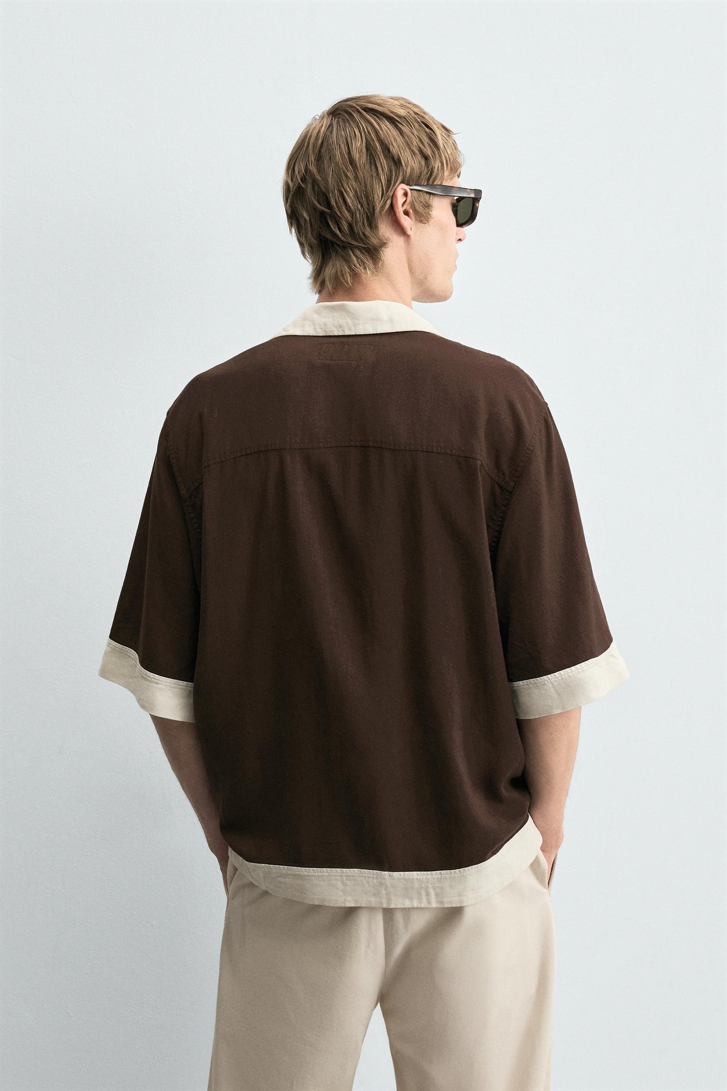 COLORBLOCK VISCOSE-LINEN SHIRT