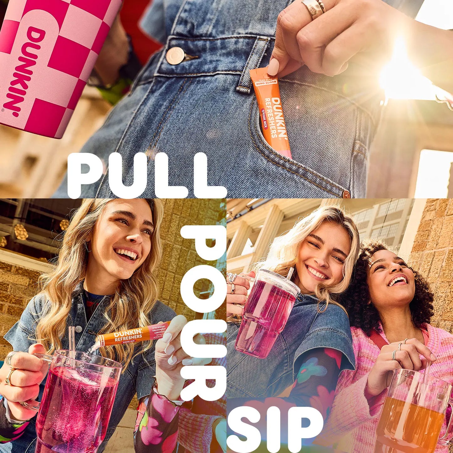 Dunkin’ Zero Sugar Refreshers Singles To Go! Powdered drink mix packets, 40 Ct Variety Pack, 40 Single serve Packets per Box (40 servings), Energy from Green Tea, aspartame-free, no synthetic colors, naturally and artificially flavored, just add water