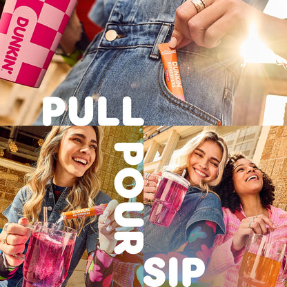 Dunkin’ Zero Sugar Refreshers Singles To Go! Powdered drink mix packets, 40 Ct Variety Pack, 40 Single serve Packets per Box (40 servings), Energy from Green Tea, aspartame-free, no synthetic colors, naturally and artificially flavored, just add water