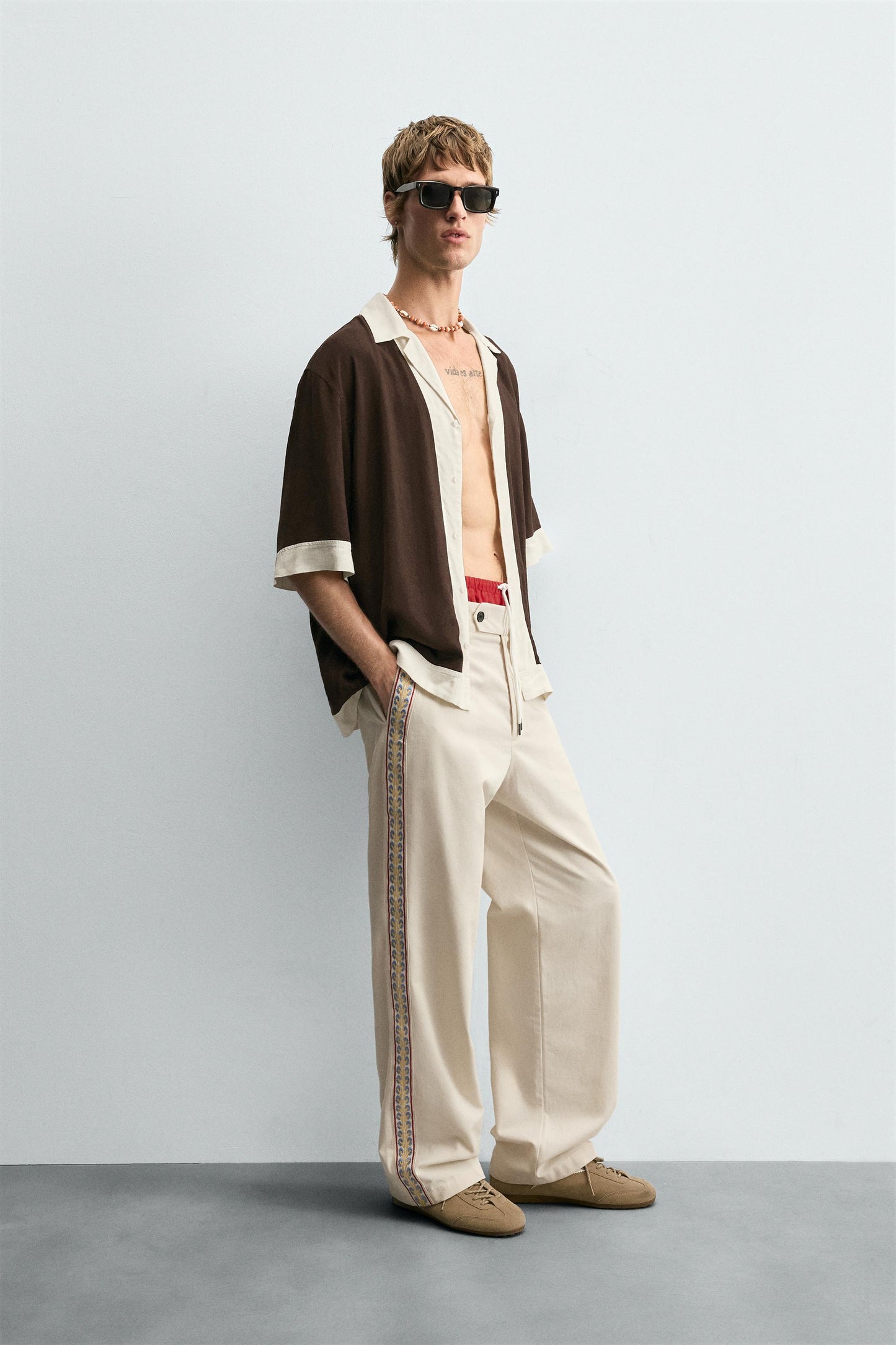 COLORBLOCK VISCOSE-LINEN SHIRT