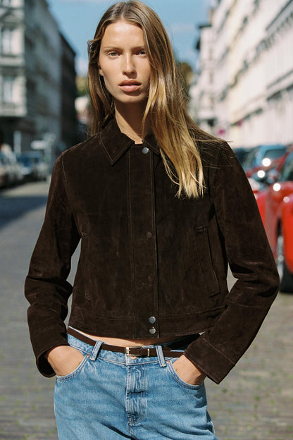 100% LEATHER SHORT JACKET