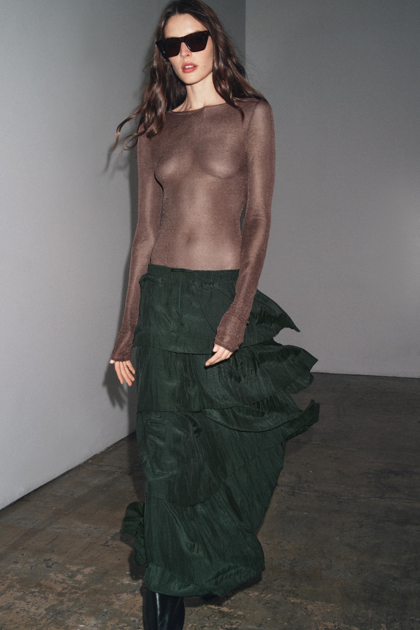RUFFLED MIDI SKIRT ZW COLLECTION