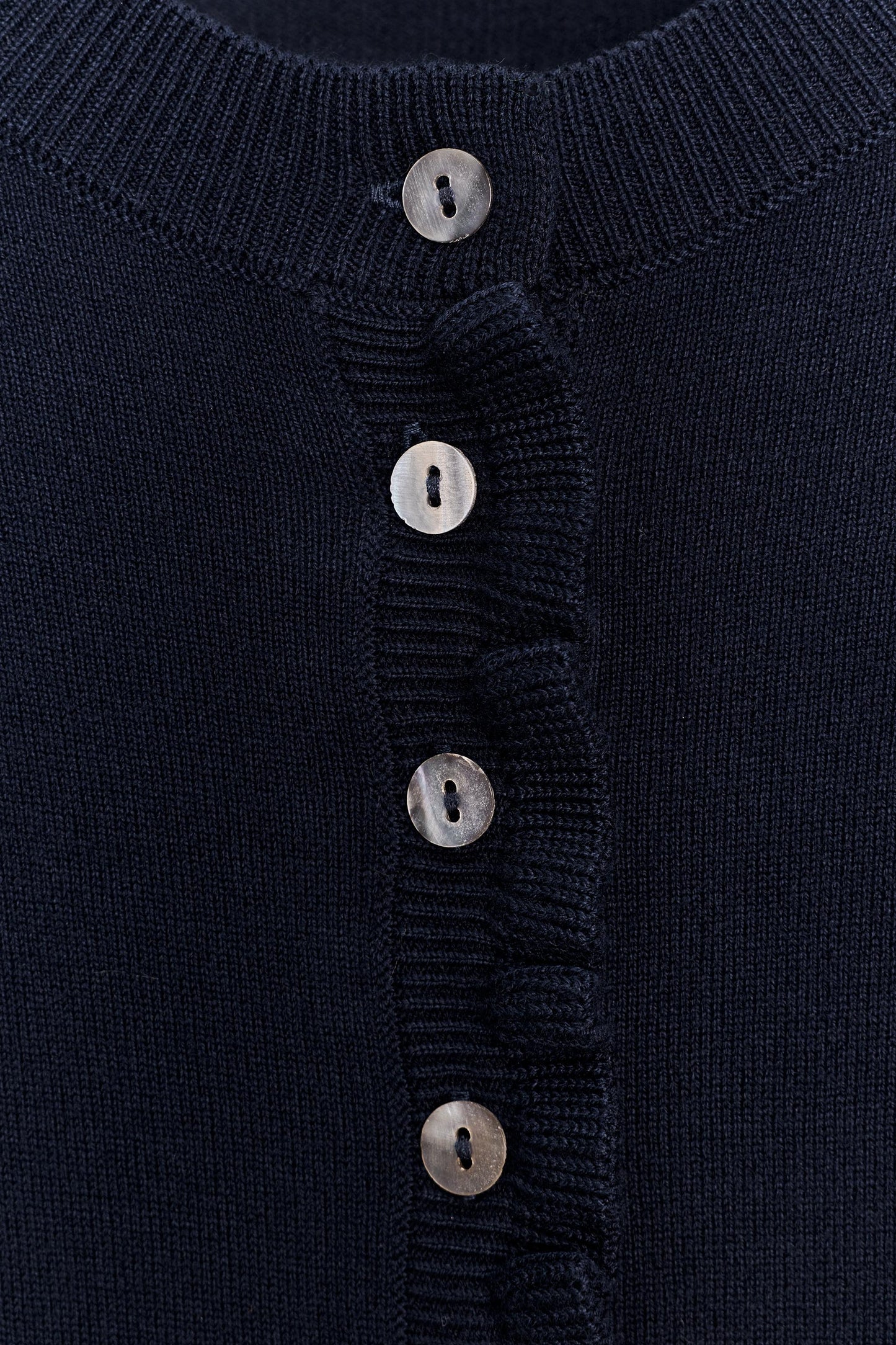 RUFFLED KNIT CARDIGAN