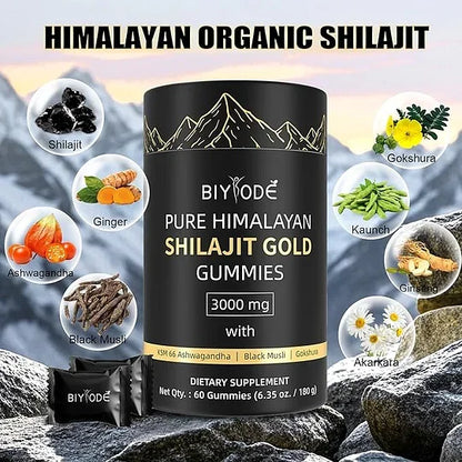 Himalayan Shilajit Gummies | With Ashwagandha, Gokshura & other herbs | No added sugar | 60 Gummies