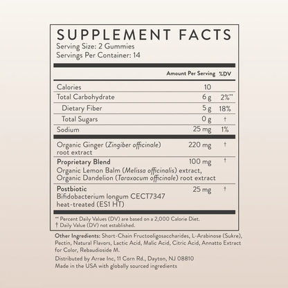 Arrae Bloat Gummies | Fast-Acting Bloating Relief Peach Lemon Gummies | Clinically Proven| 28 ct| Natural Healthcare Dietary Supplement Edible Fiber Bathroom Fitness Fitness