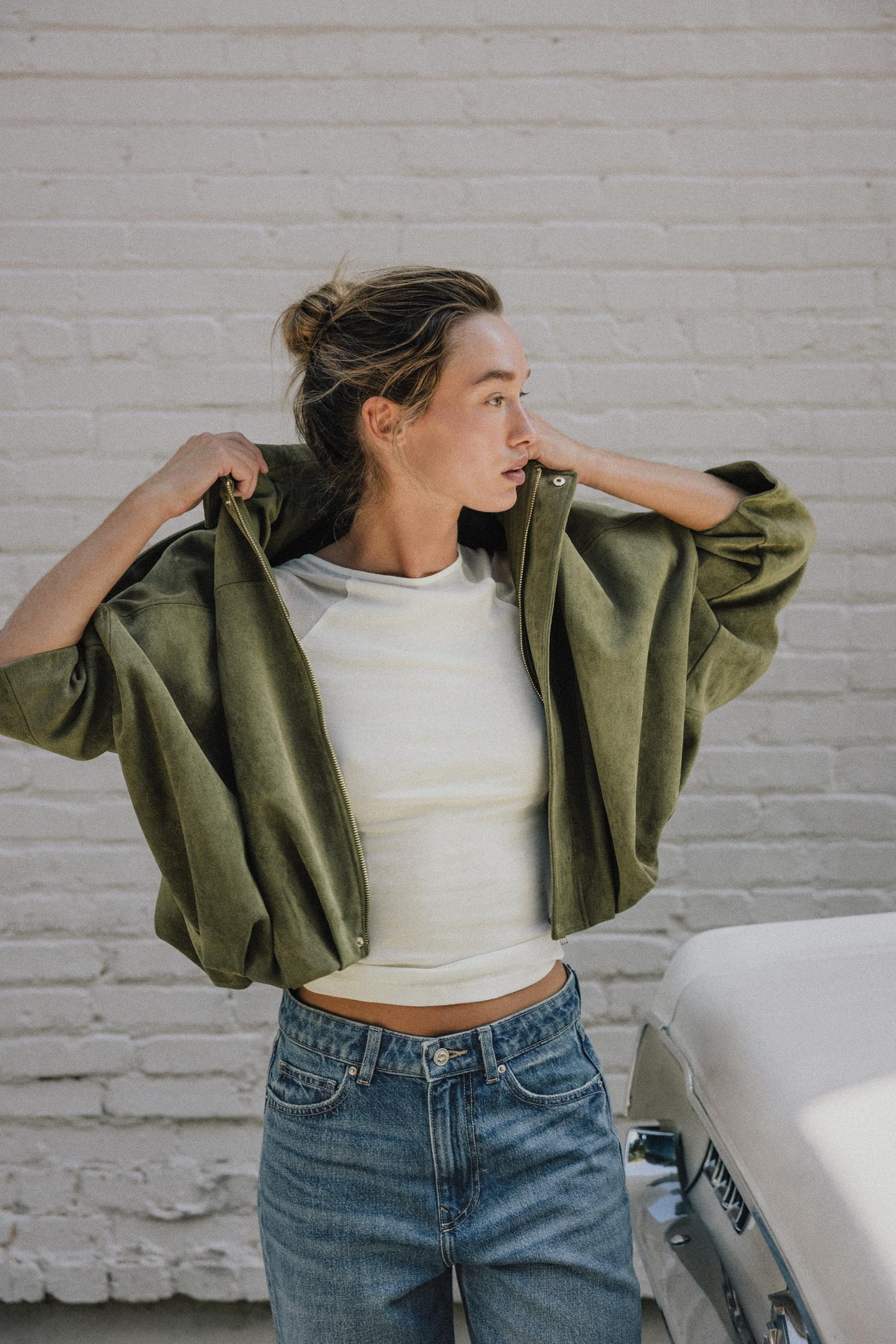 SUEDE EFFECT BOMBER JACKET