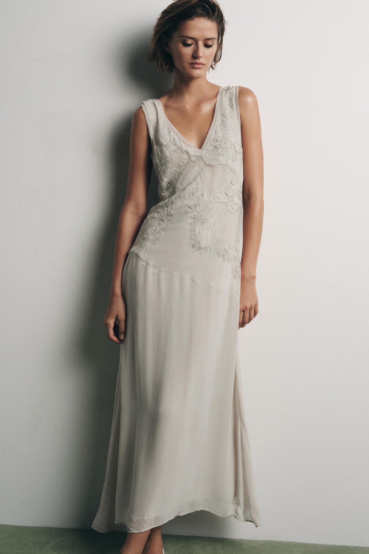 GEORGETTE DRESS WITH EMBROIDERY AND BEADING