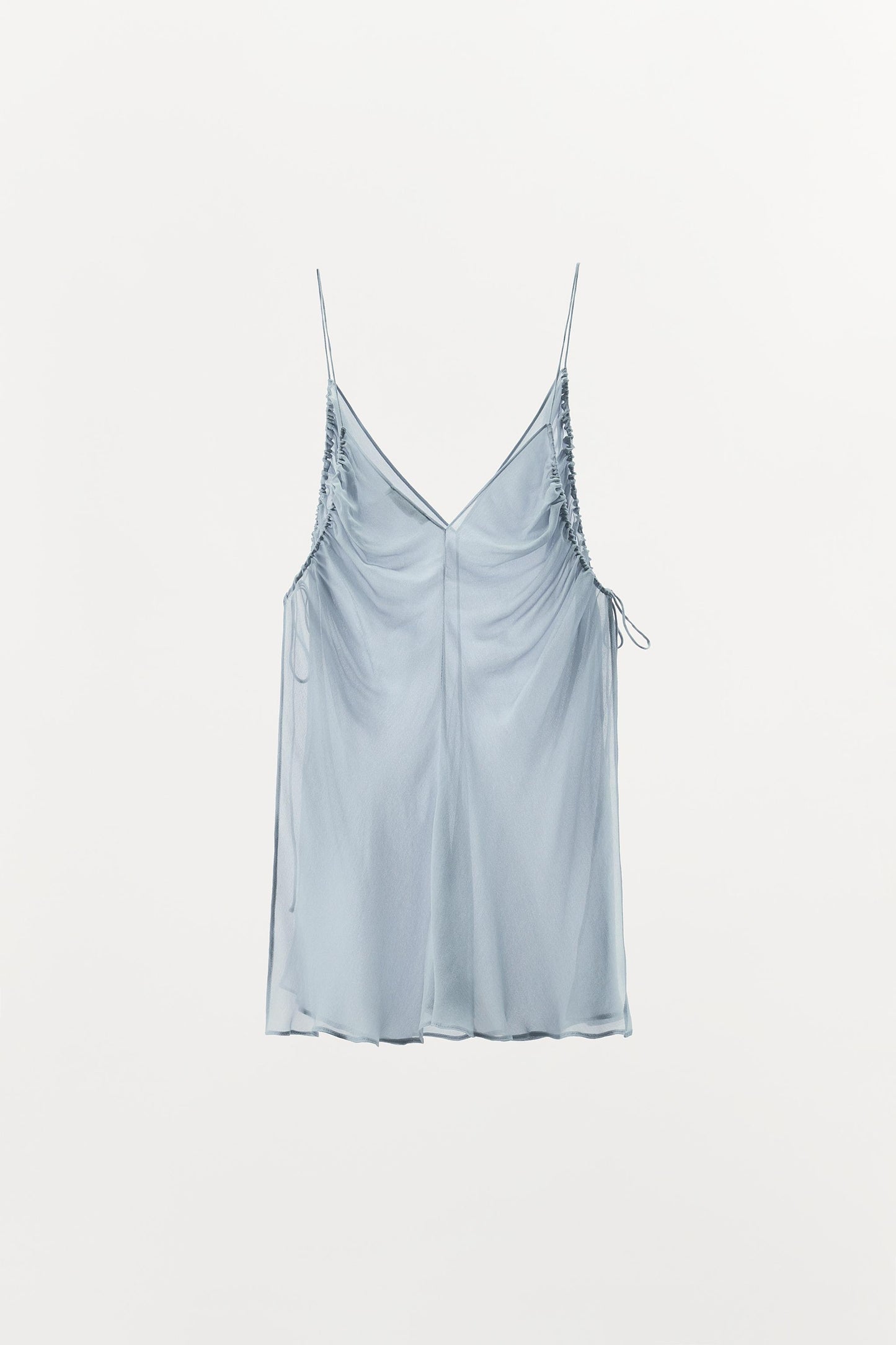 SEMI-SHEER DRAPED TOP