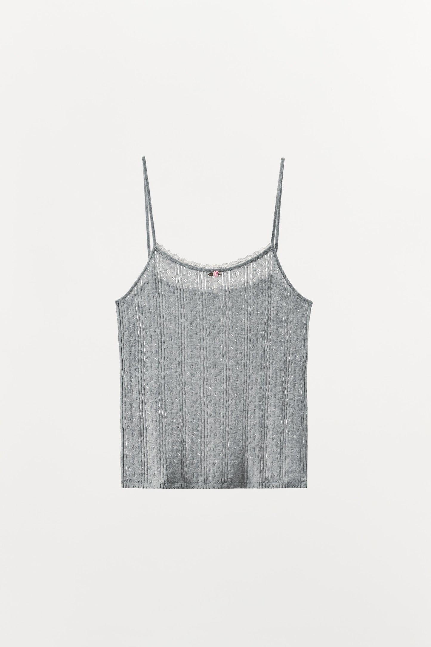 POINTELLE FLORAL STRAP TOP