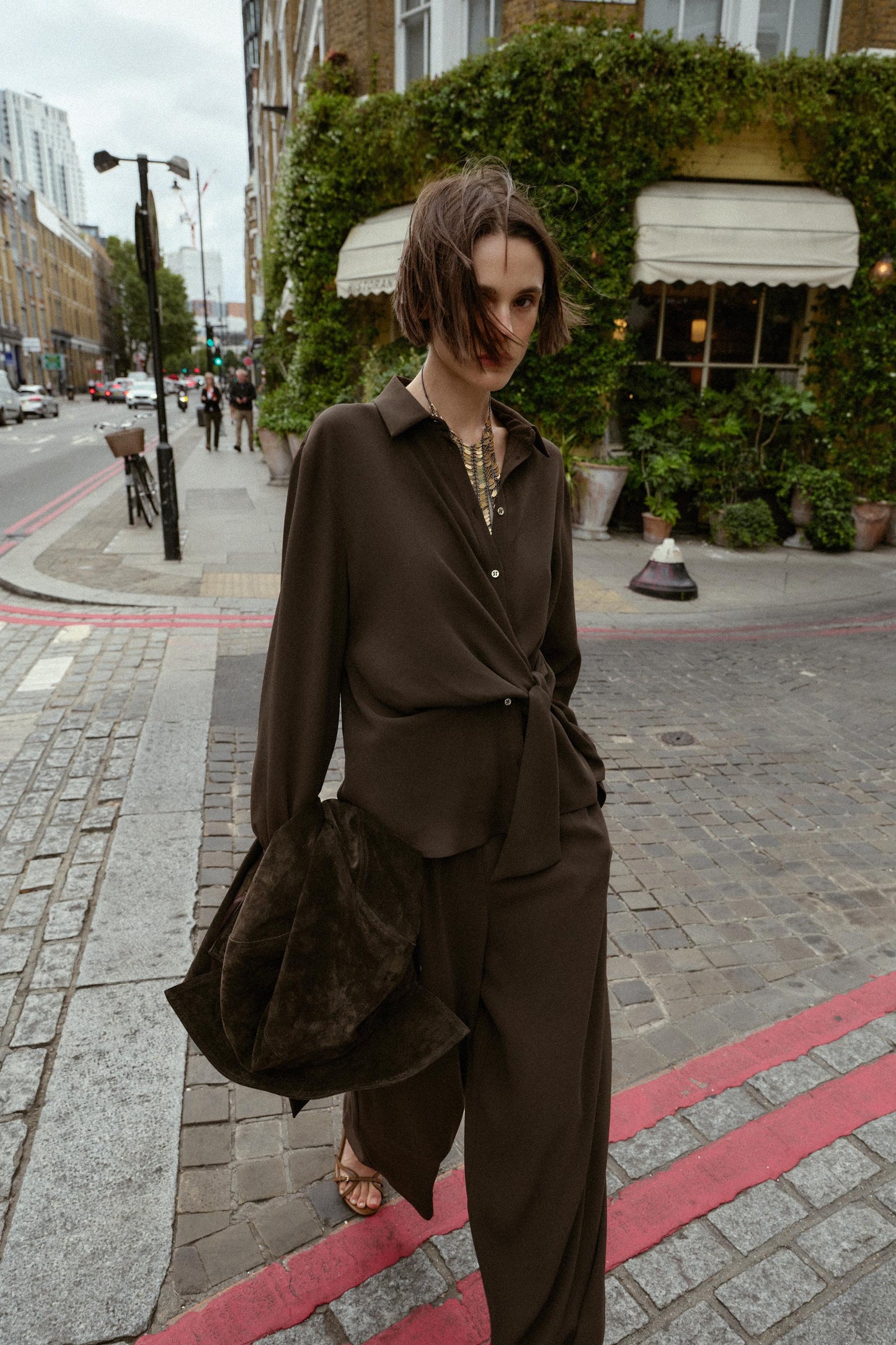 KNOTTED CREPE SHIRT