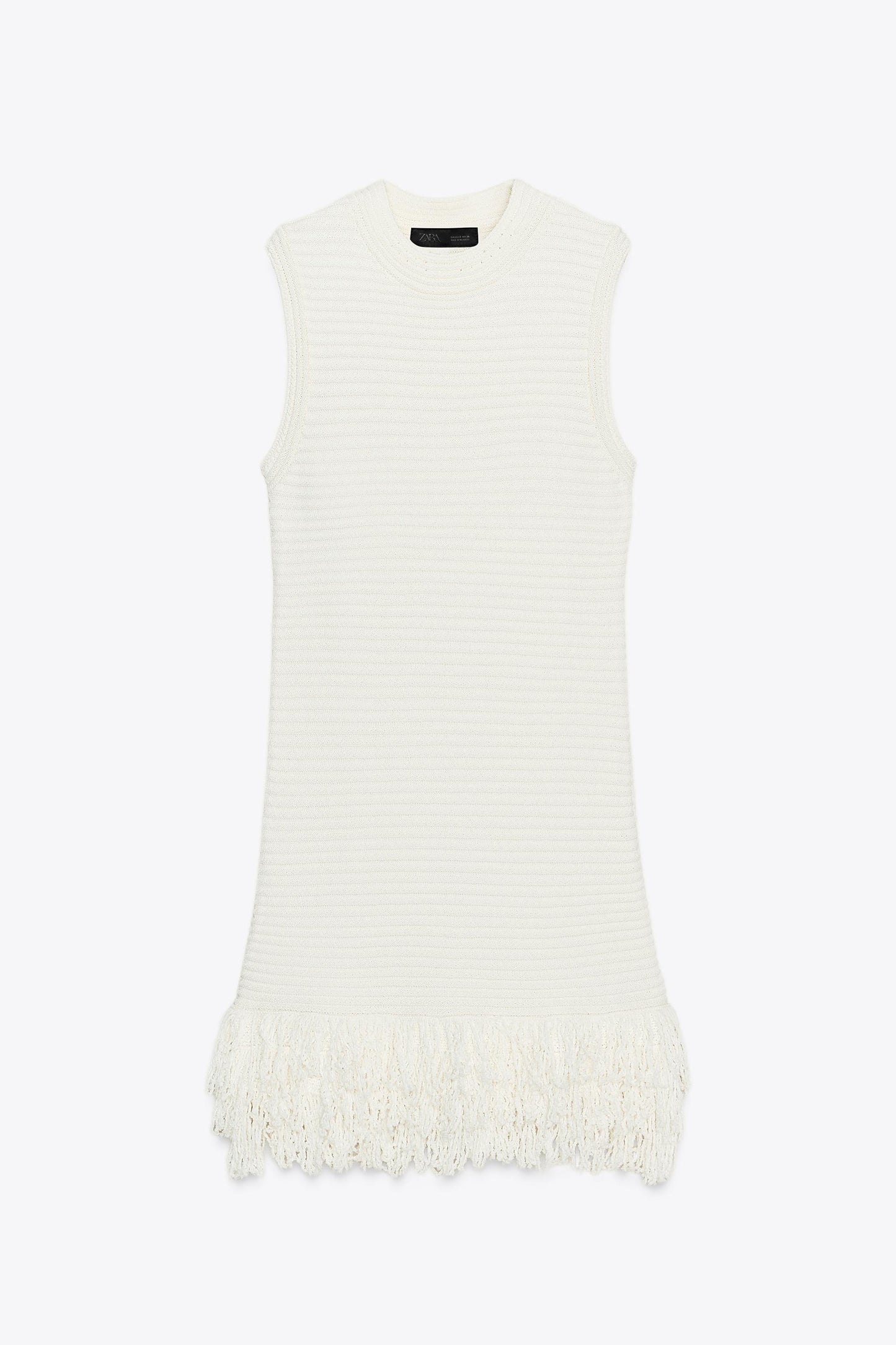 CHECKERED KNIT DRESS WITH FRINGE