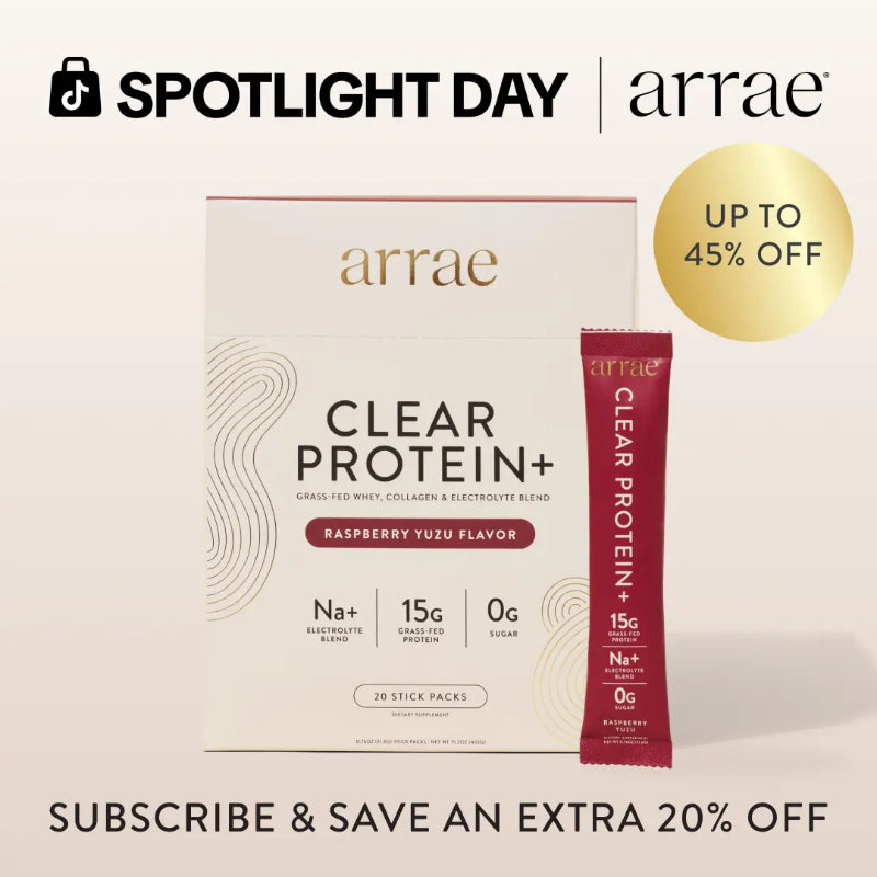 Arrae Clear Protein+ | 15g Grass Fed Whey, Collagen, & Electrolytes Protein | Rasberry Yuzu Flavor| 14 Stick Packs Edible Dietary Supplement Healthcare Fitness Muscle Optimum Fiber