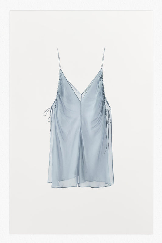 SEMI-SHEER DRAPED TOP
